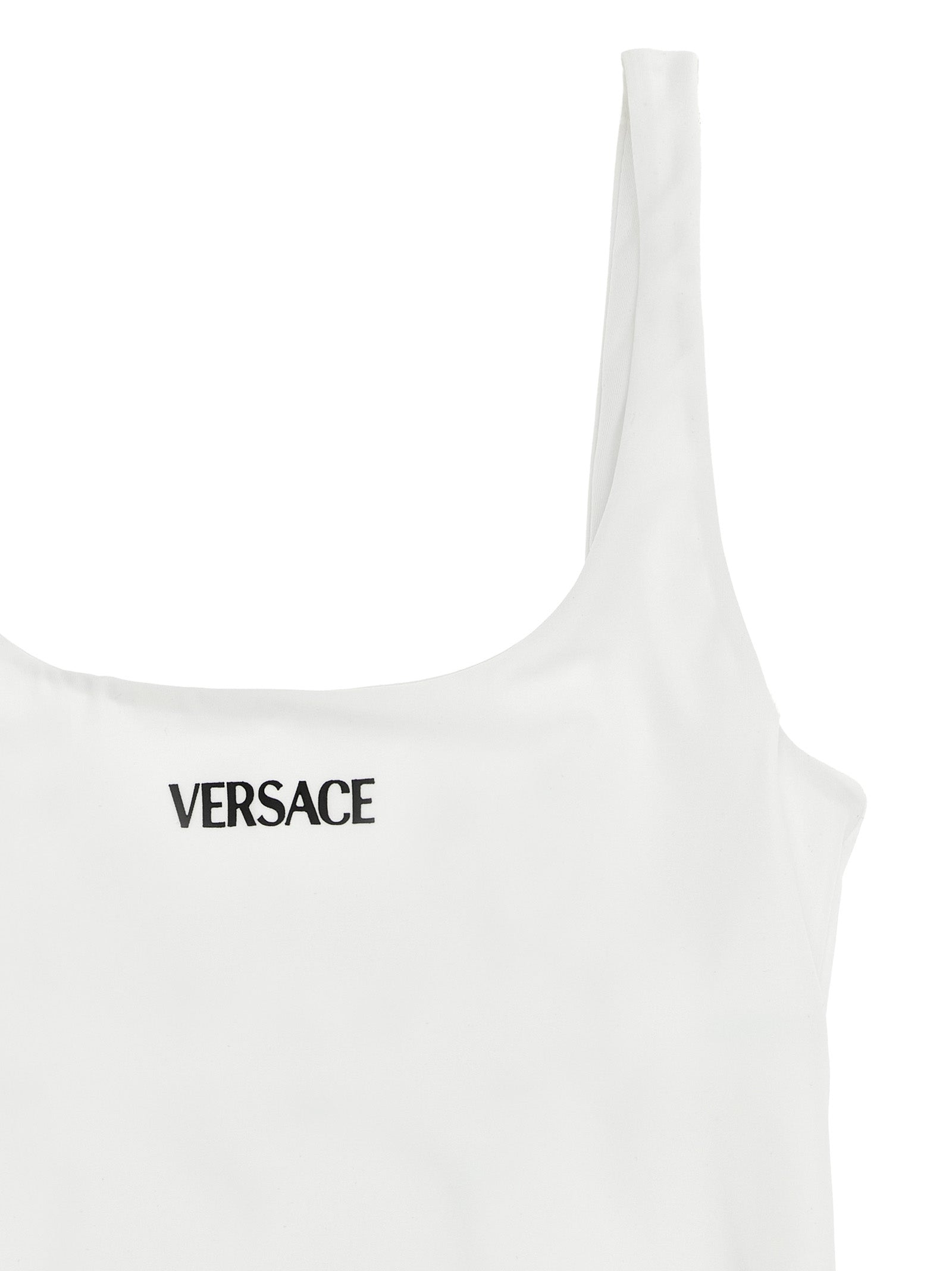 Elevate your swimwear collection with the Versace White Nylon One-Piece Swimsuit, a luxurious blend of elegance and sustainability crafted for the discerning individual.