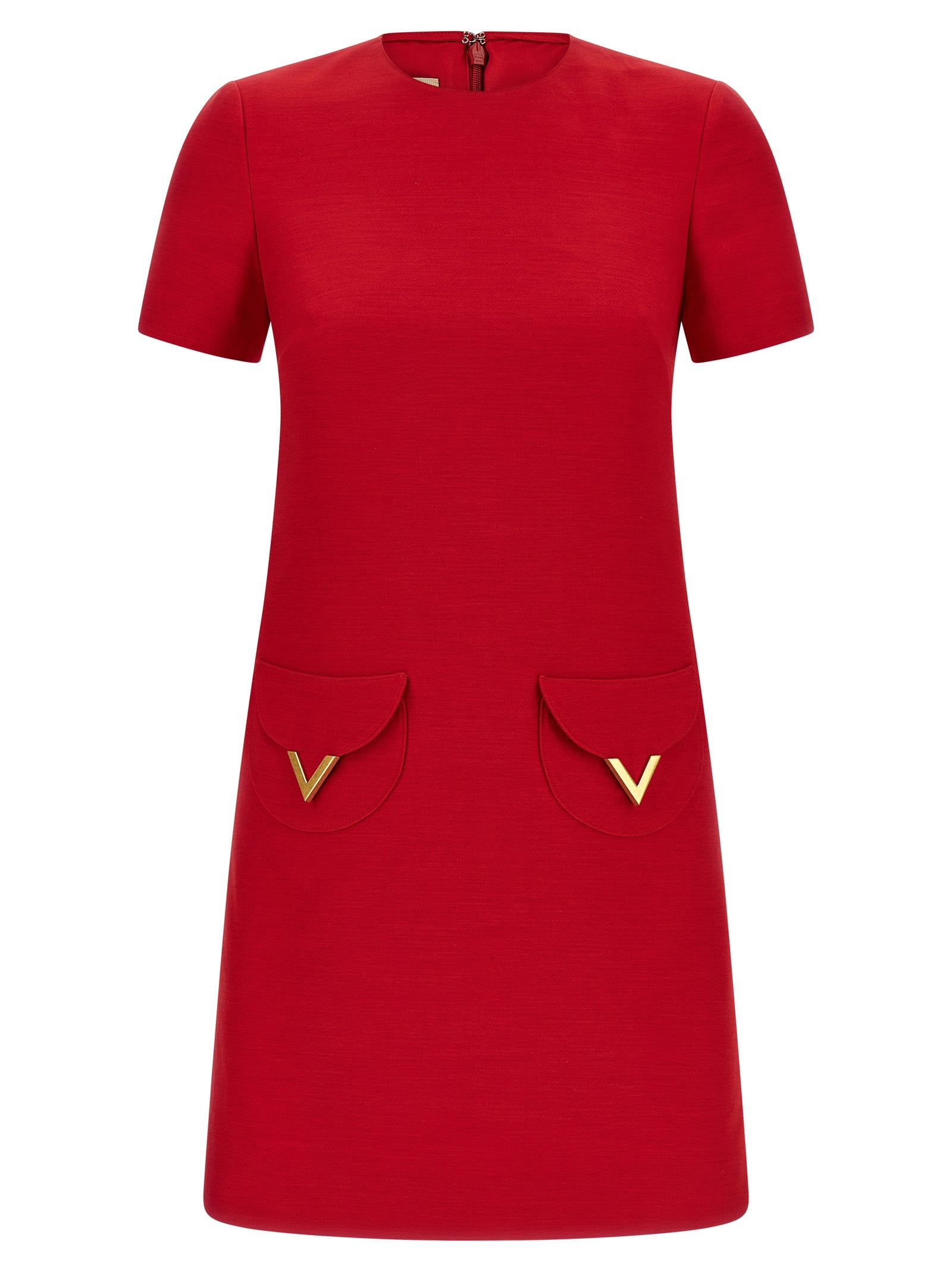 Indulge in the VALENTINO GARAVANI Crêpe Couture mini dress, a luxurious blend of virgin wool and silk, embodying timeless elegance for the discerning individual.