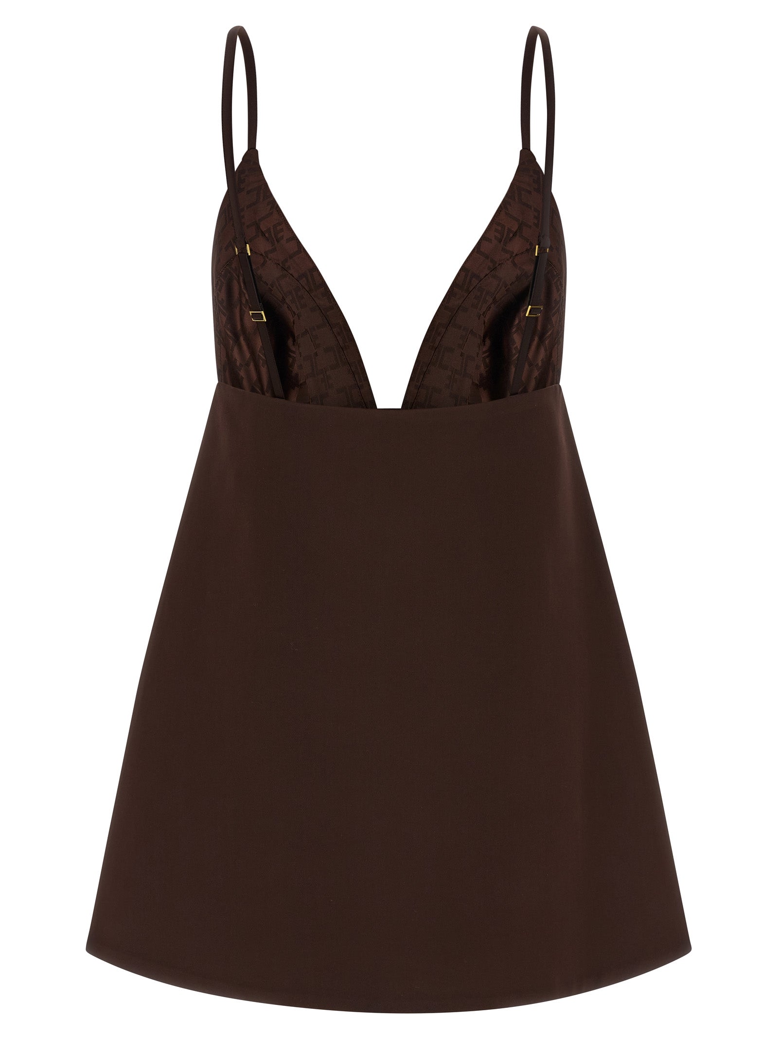 Experience the epitome of luxury with the Elisabetta Franchi Brown Polyester Short Dress, where exquisite craftsmanship meets timeless elegance for unforgettable moments.