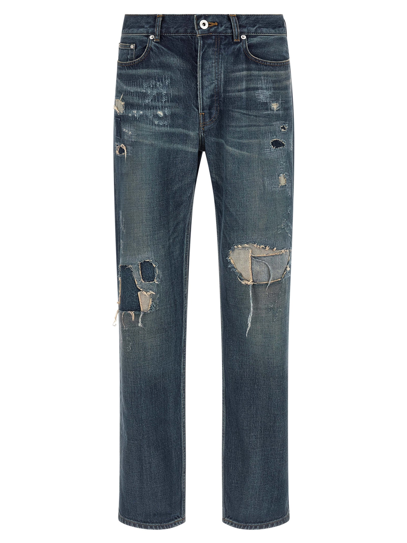 Elevate your wardrobe with J.W.Anderson Blue Cotton Straight-Leg Jeans, crafted from luxurious Japanese selvedge denim, embodying modern elegance and individuality.