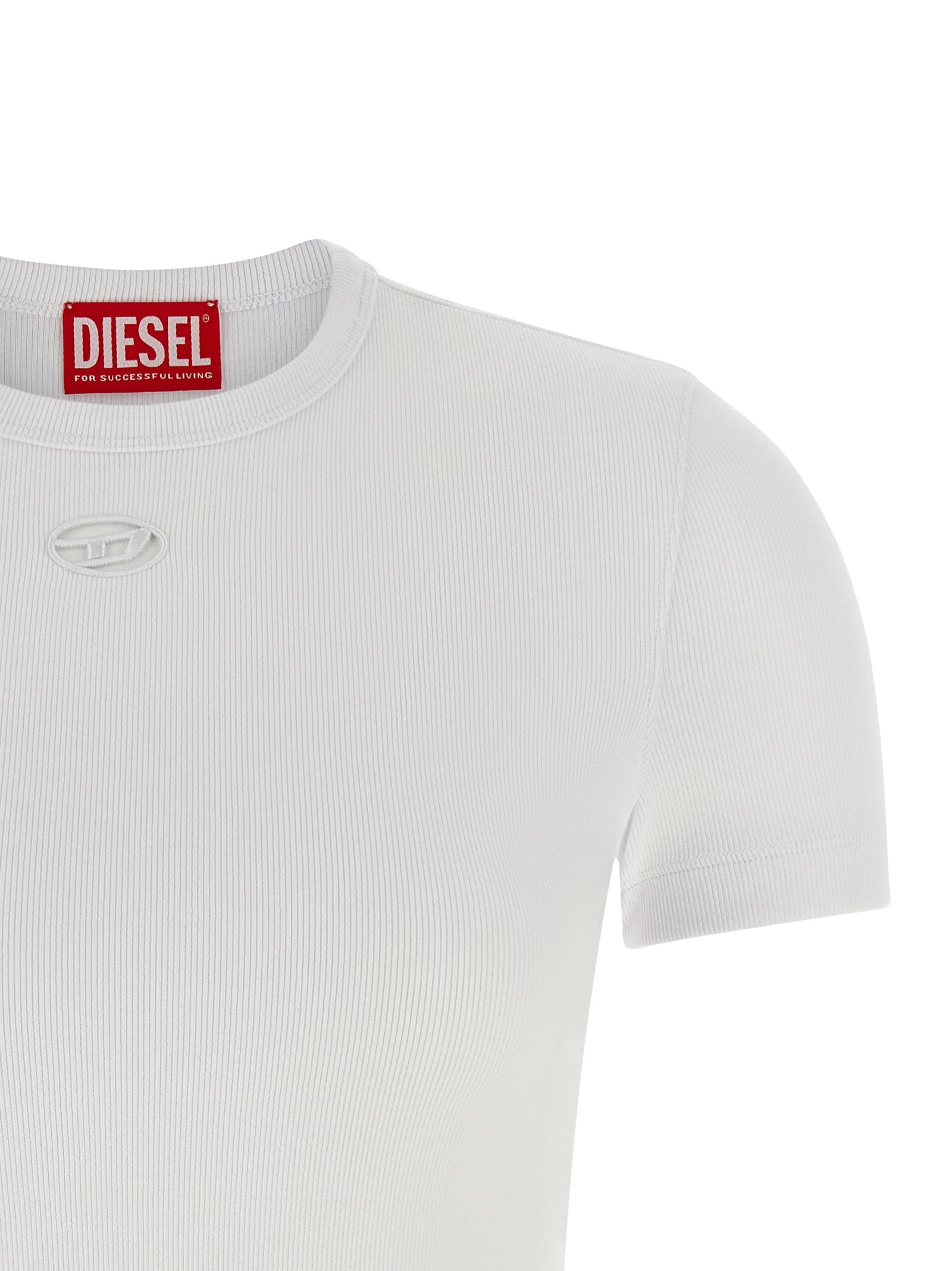 Diesel White Cotton T-Shirt - Designer Couture Elegance