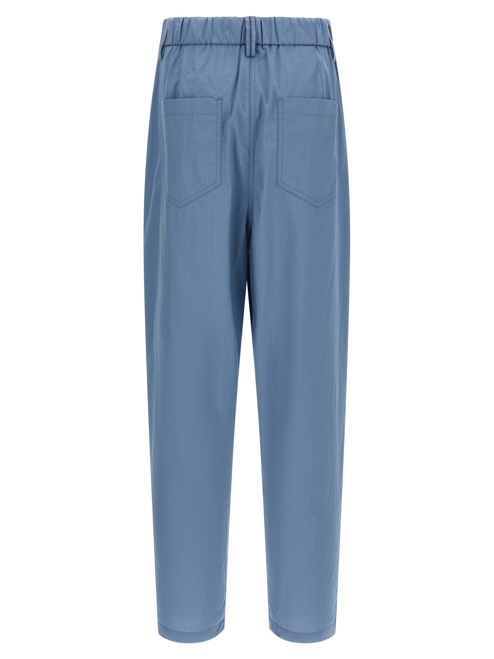 Brunello Cucinelli Blue Cotton Casual Pants, Designer Luxury Couture