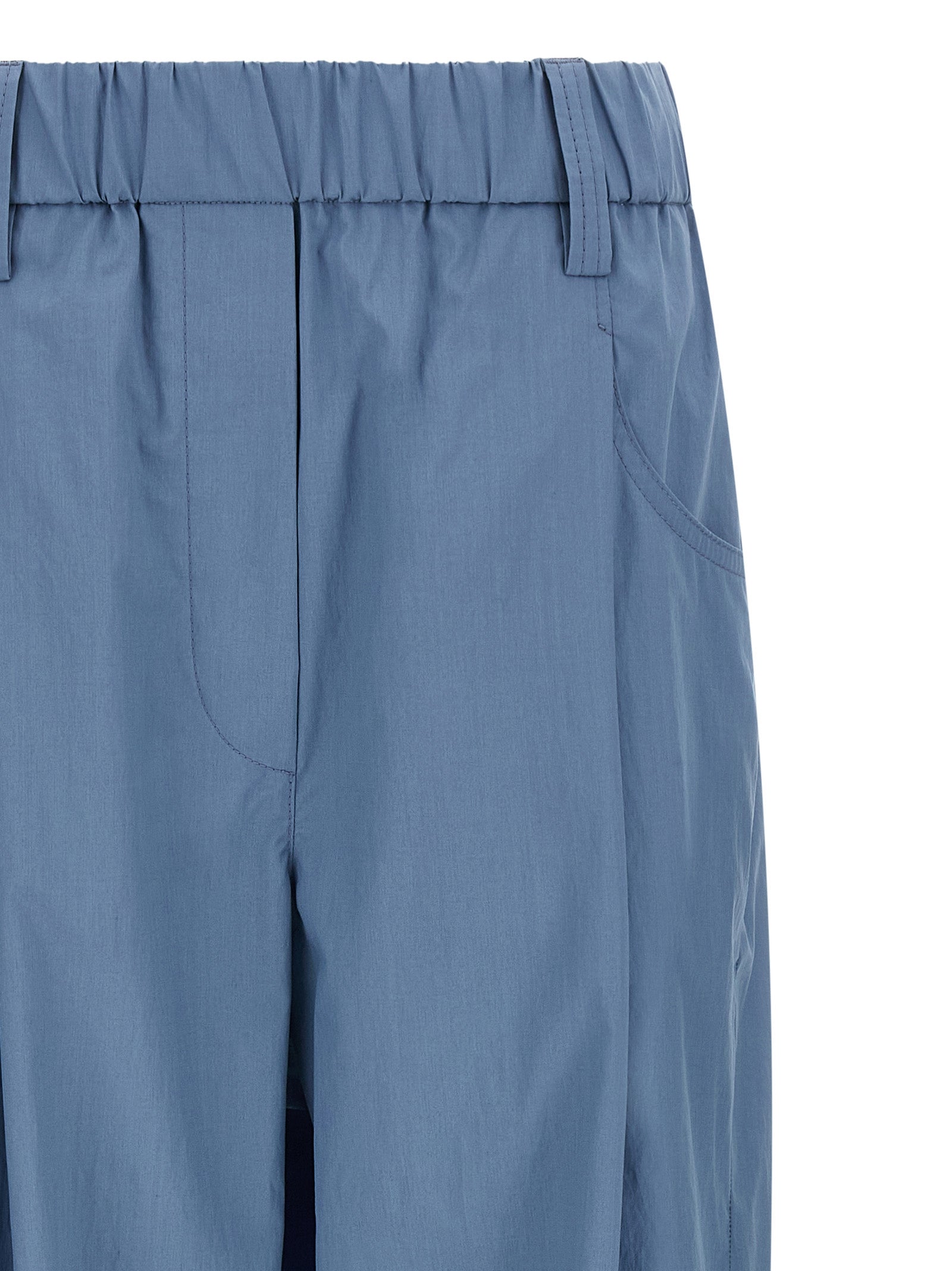 Brunello Cucinelli Blue Cotton Casual Pants, Designer Luxury Couture