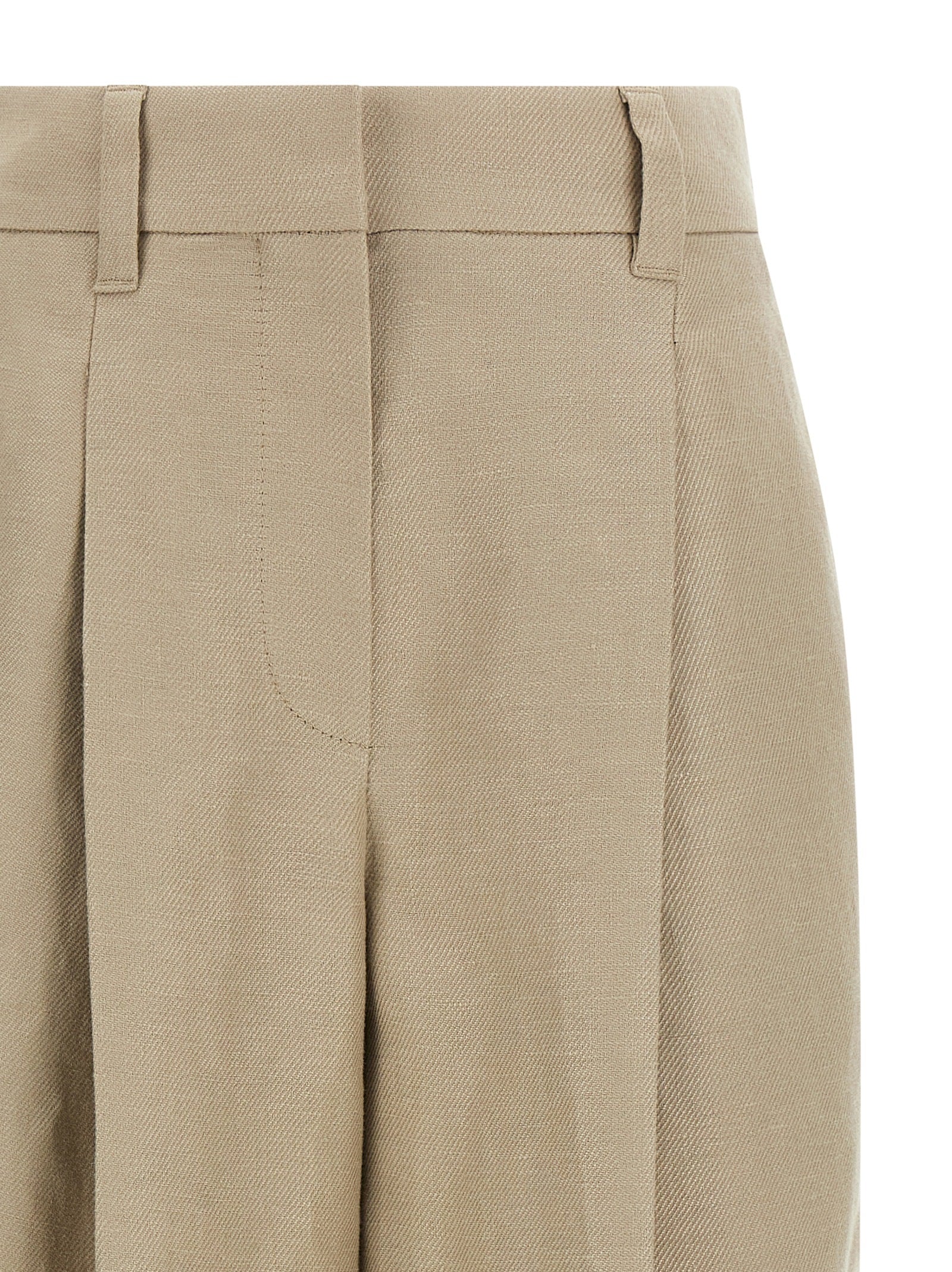 Brunello Cucinelli Beige Linen Casual Pants - Luxurious Couture