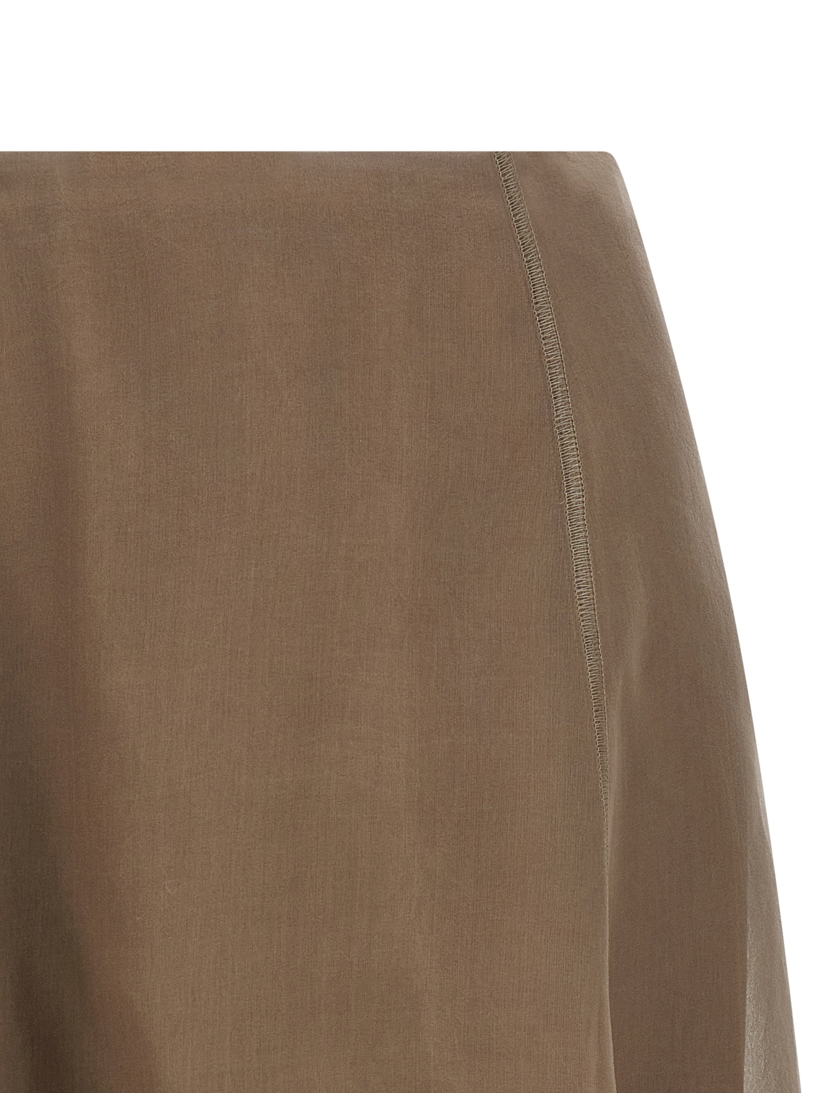 Brunello Cucinelli Beige Silk Midi Skirt - Artisanal Luxury Fashion