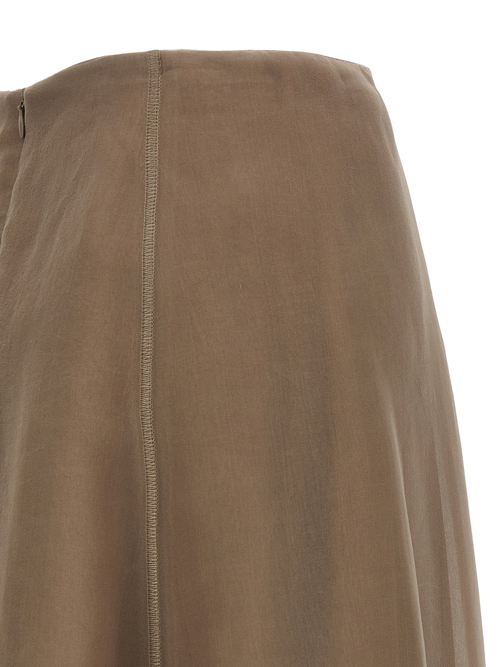 Brunello Cucinelli Beige Silk Midi Skirt - Artisanal Luxury Fashion