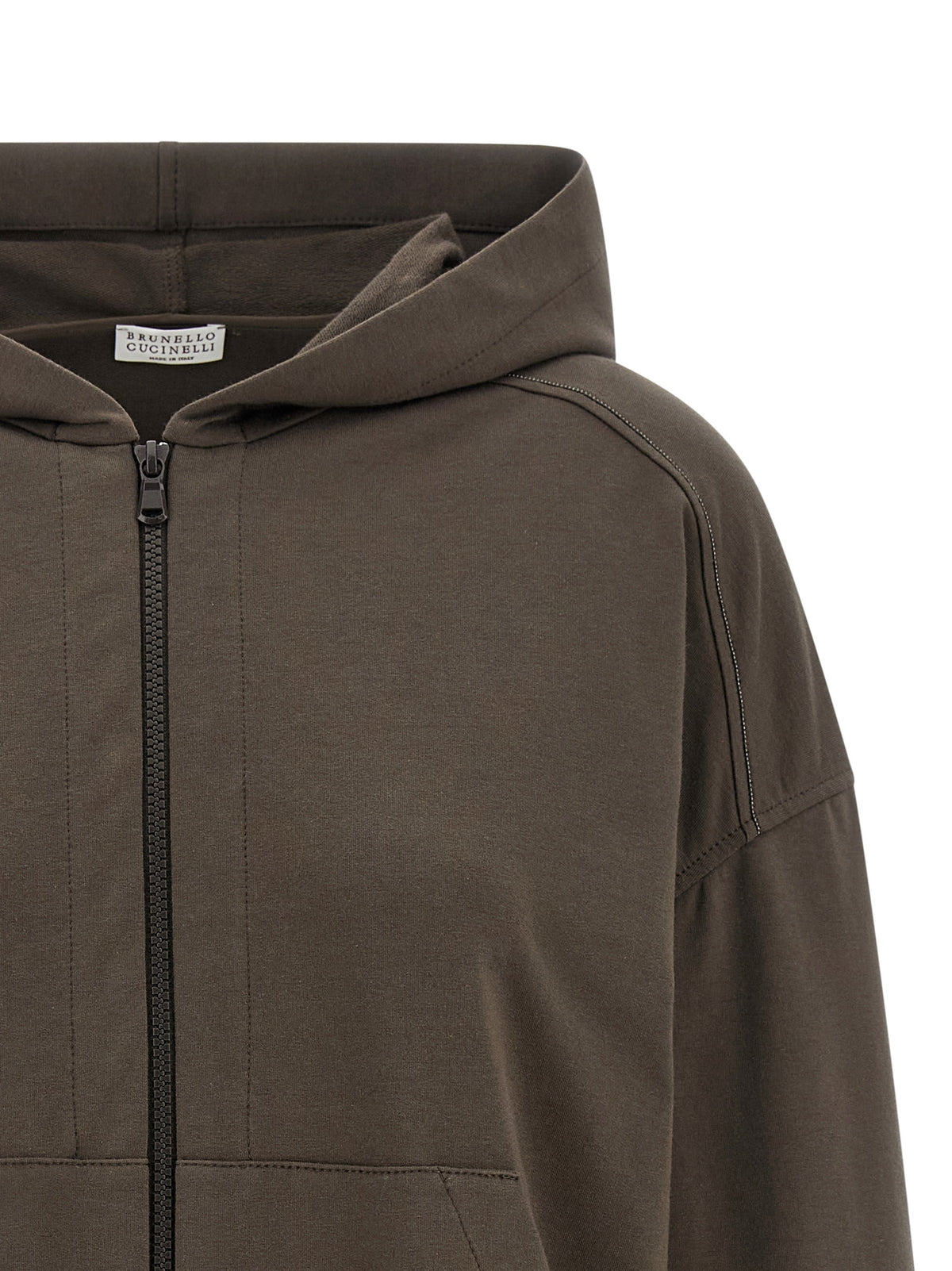 Indulge in the Brunello Cucinelli Brown Cotton Hoodie, a masterpiece of Italian craftsmanship blending comfort and elegance, perfect for discerning individuals.