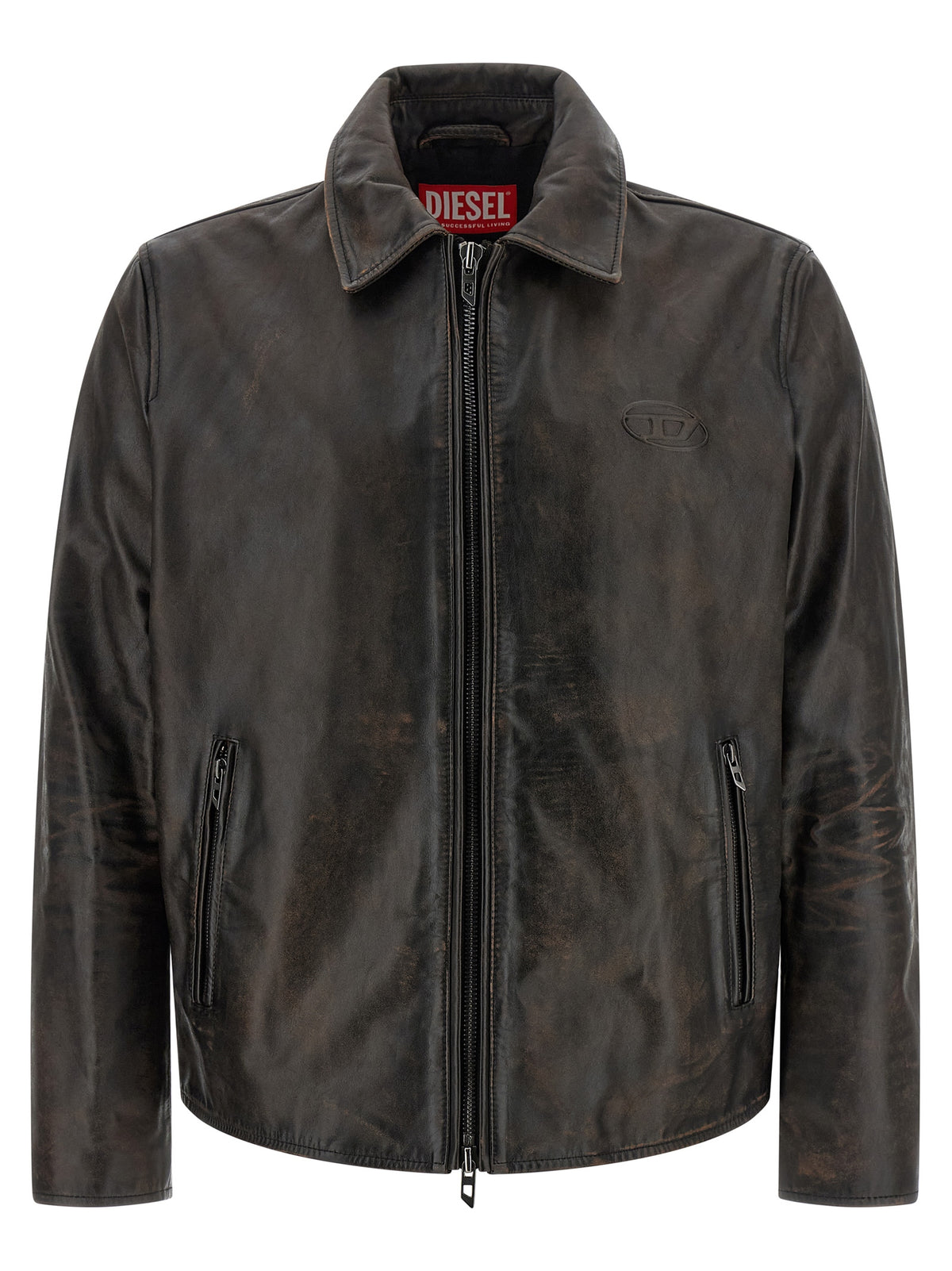 Diesel Brown Cowhide Leather Jacket - Artisanal Luxury Statement