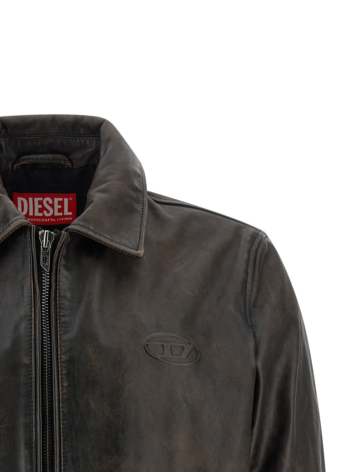 Diesel Brown Cowhide Leather Jacket - Artisanal Luxury Statement