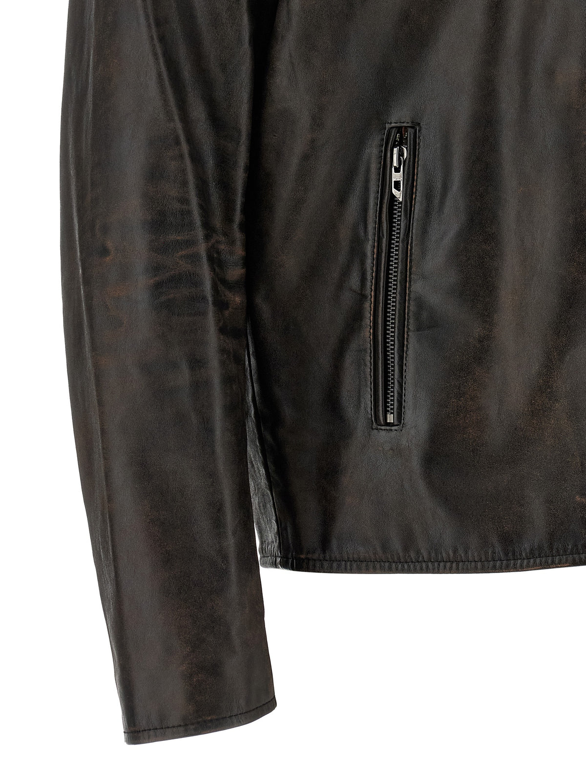 Diesel Brown Cowhide Leather Jacket - Artisanal Luxury Statement