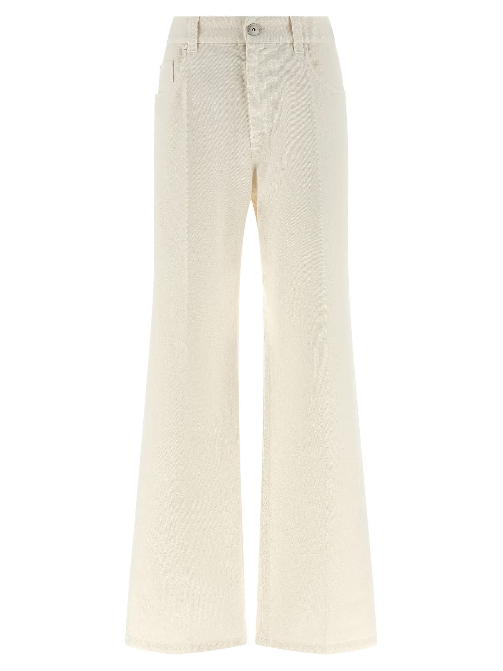 Brunello Cucinelli White Cotton Relaxed Fit Designer Jeans