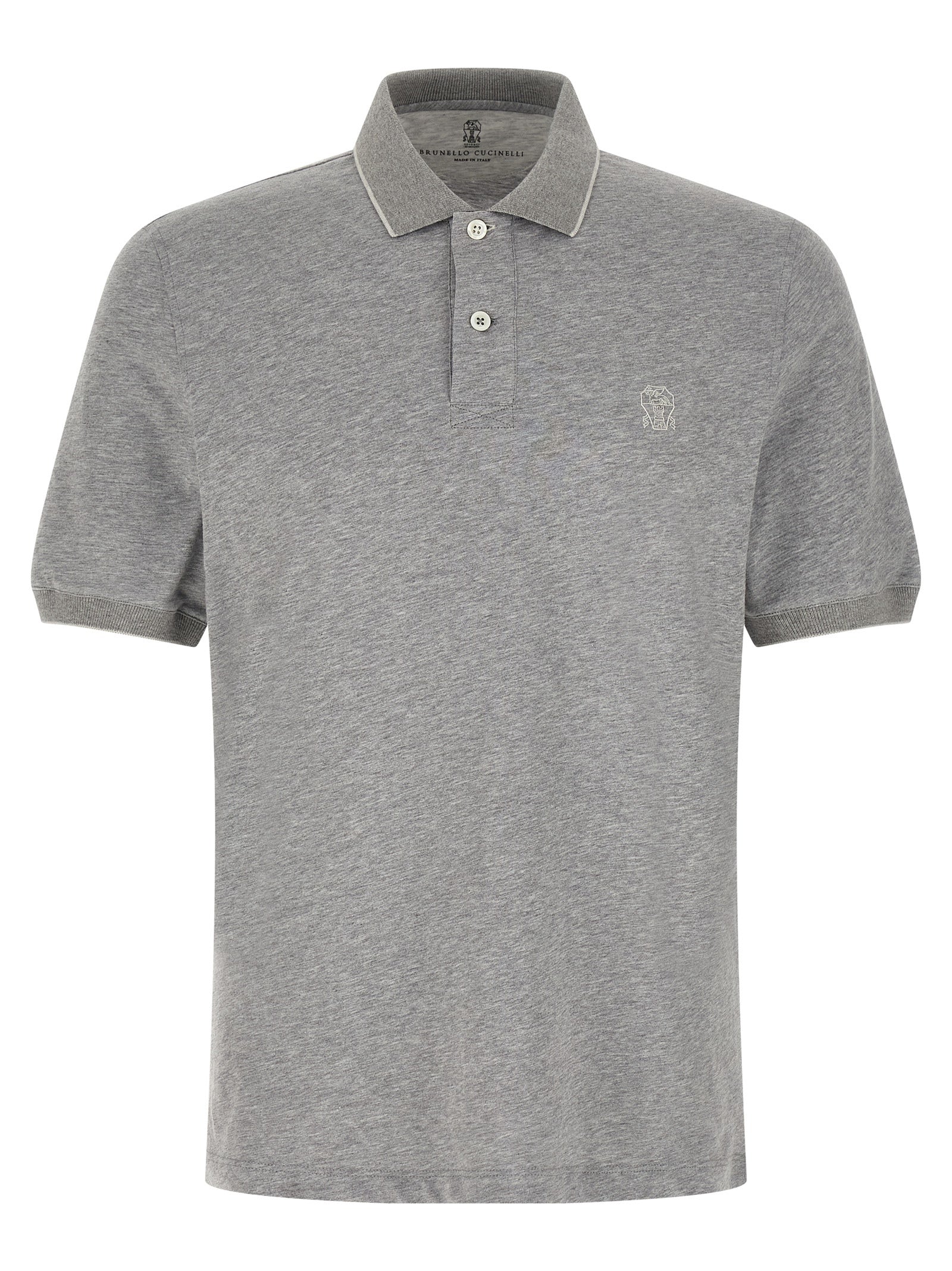 Brunello Cucinelli Gray Cotton Polo Shirt | Artisanal Luxury