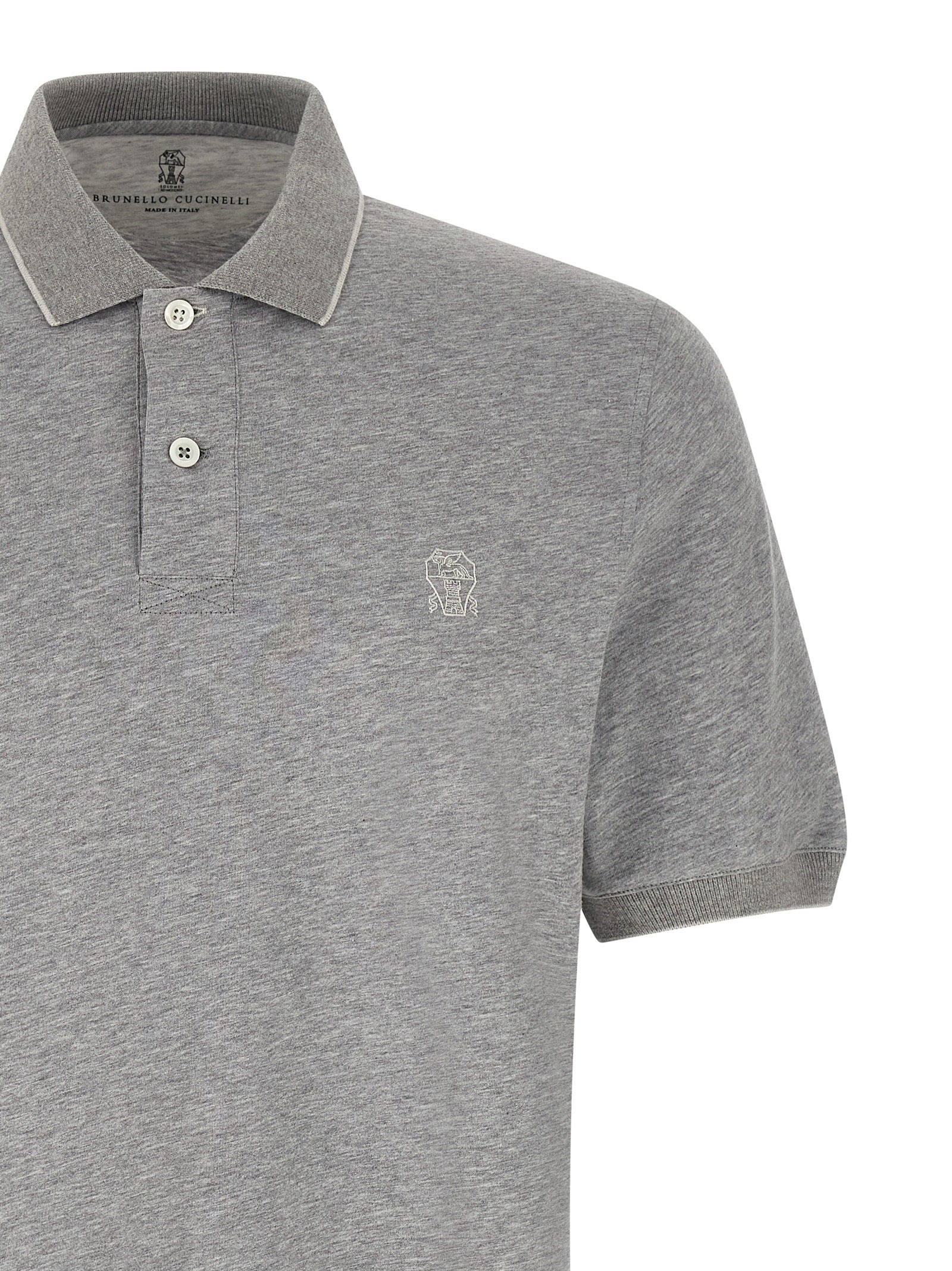 Brunello Cucinelli Gray Cotton Polo Shirt | Artisanal Luxury