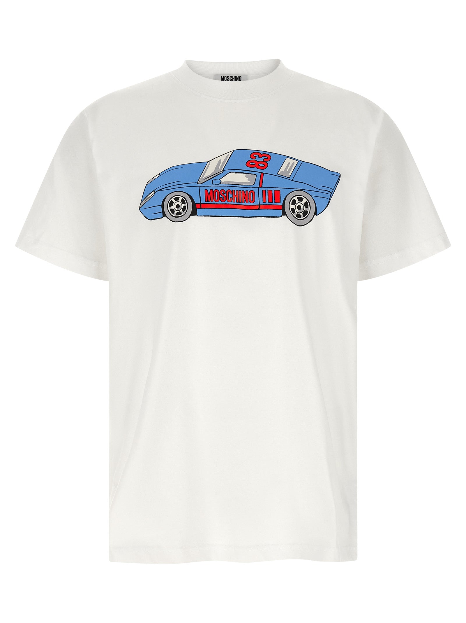 Elevate your style with the Moschino White Cotton T-Shirt, a luxurious blend of comfort and artistry, perfect for those who embrace elegance and individuality.