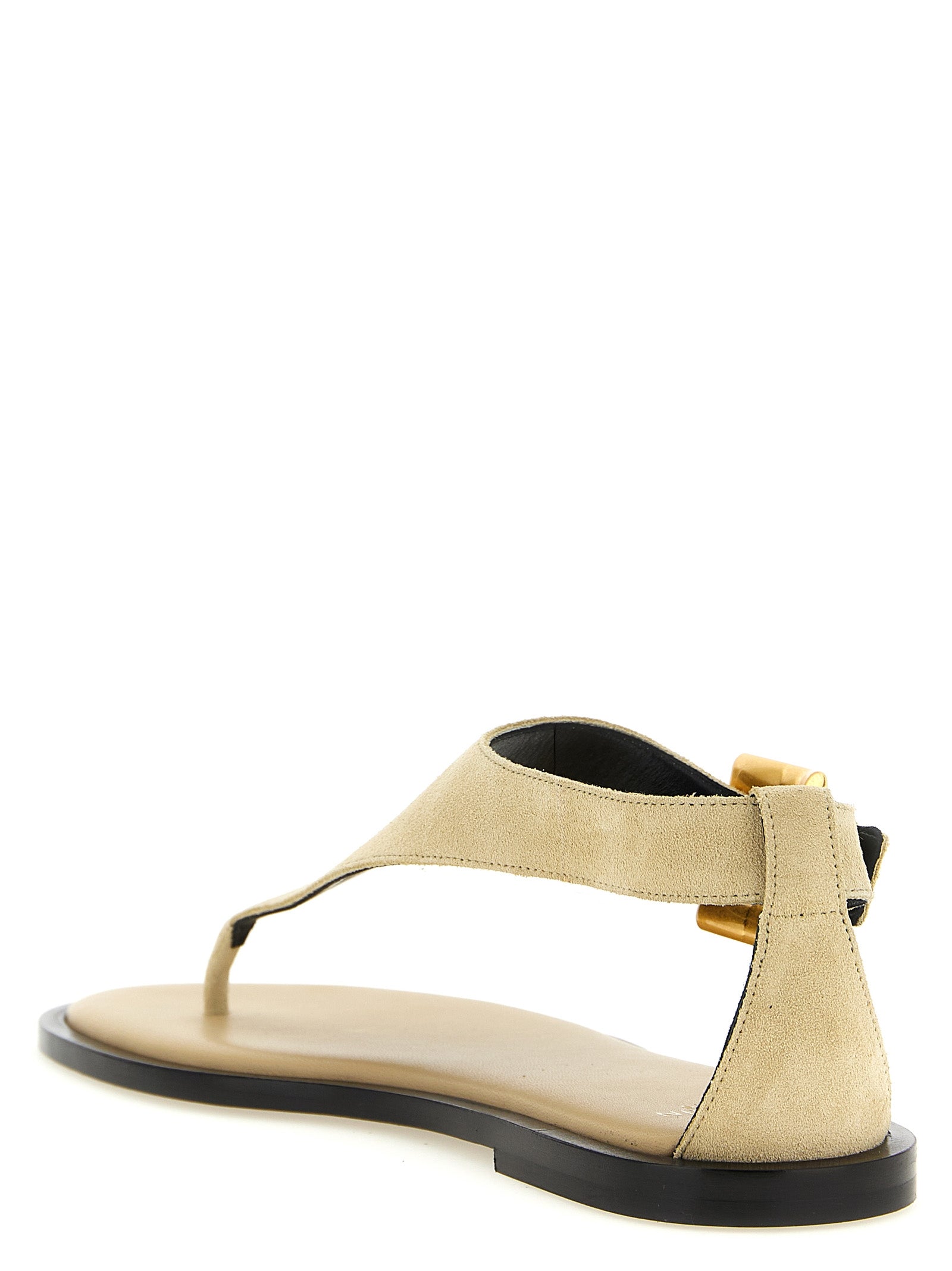 Balmain Beige Calfskin Flat Sandals - Artisanal Luxury Footwear