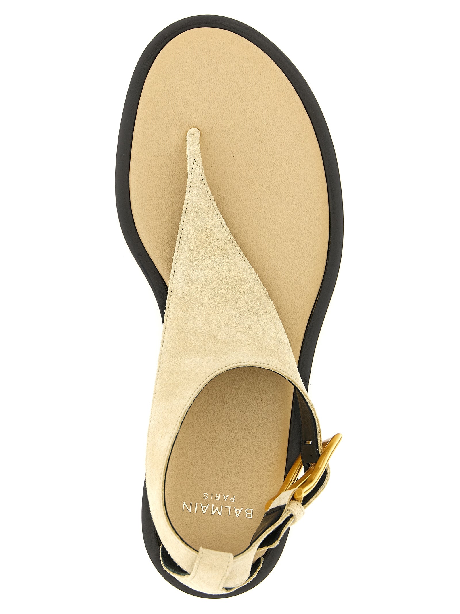 Balmain Beige Calfskin Flat Sandals - Artisanal Luxury Footwear