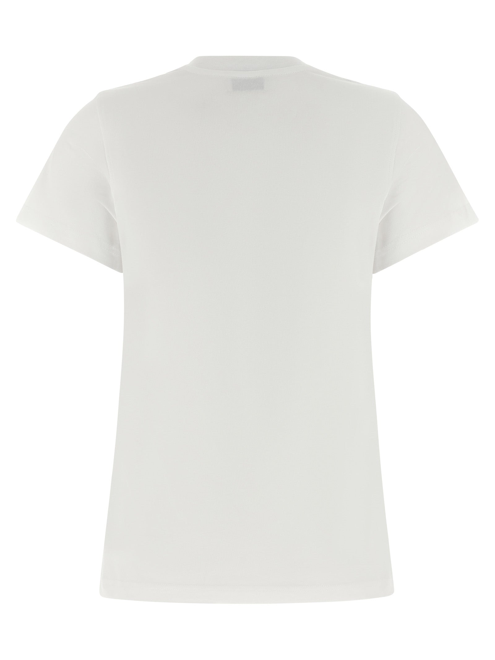 Elevate your style with the Moschino White Cotton T-Shirt, a luxurious blend of playful artistry and sustainable elegance, perfect for the discerning fashion aficionado.