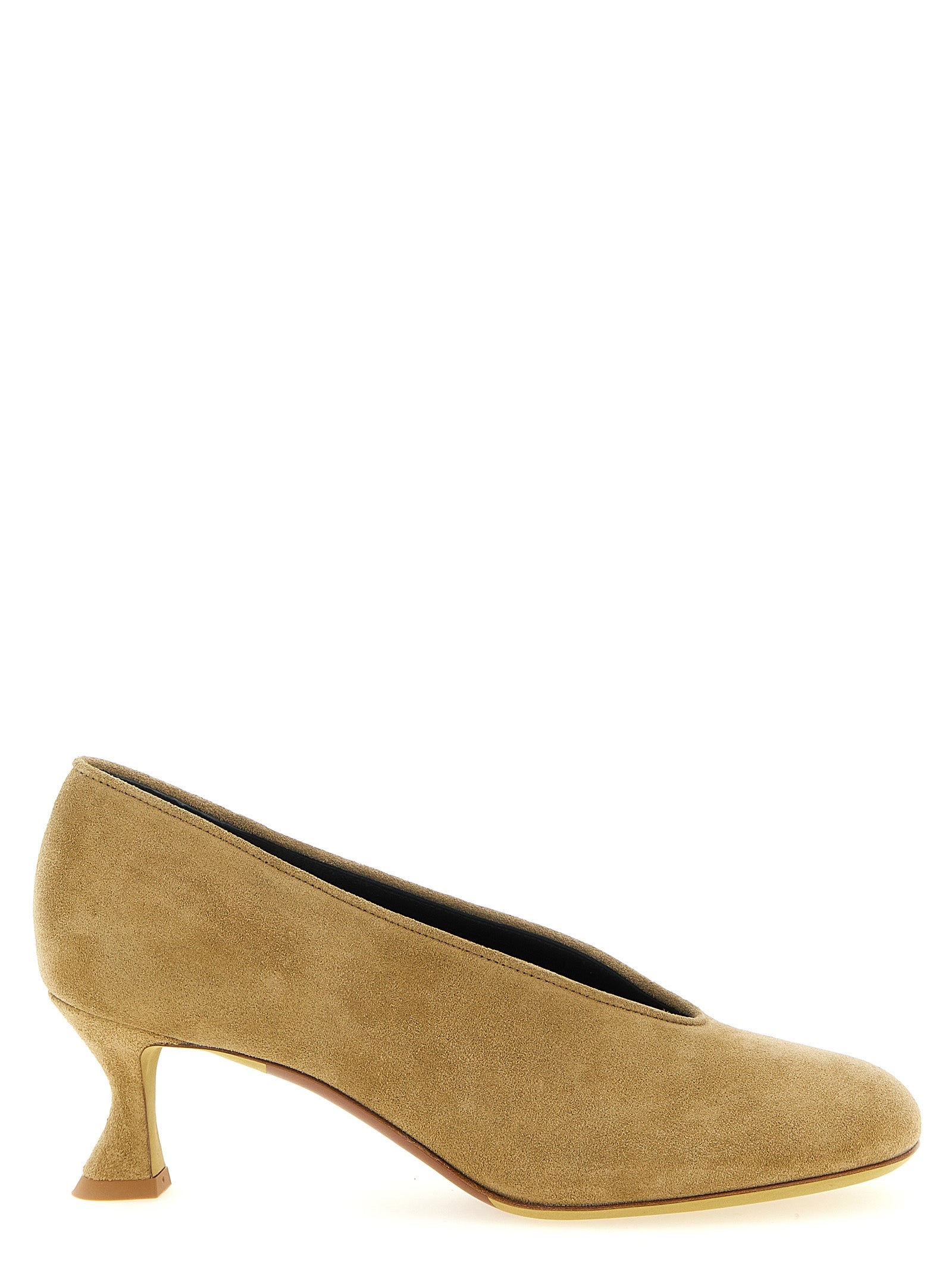 Step into elegance with Moschino Beige Calfskin Mid Heel Pumps, crafted in Italy from luxurious calfskin leather, embodying sophistication for every occasion.