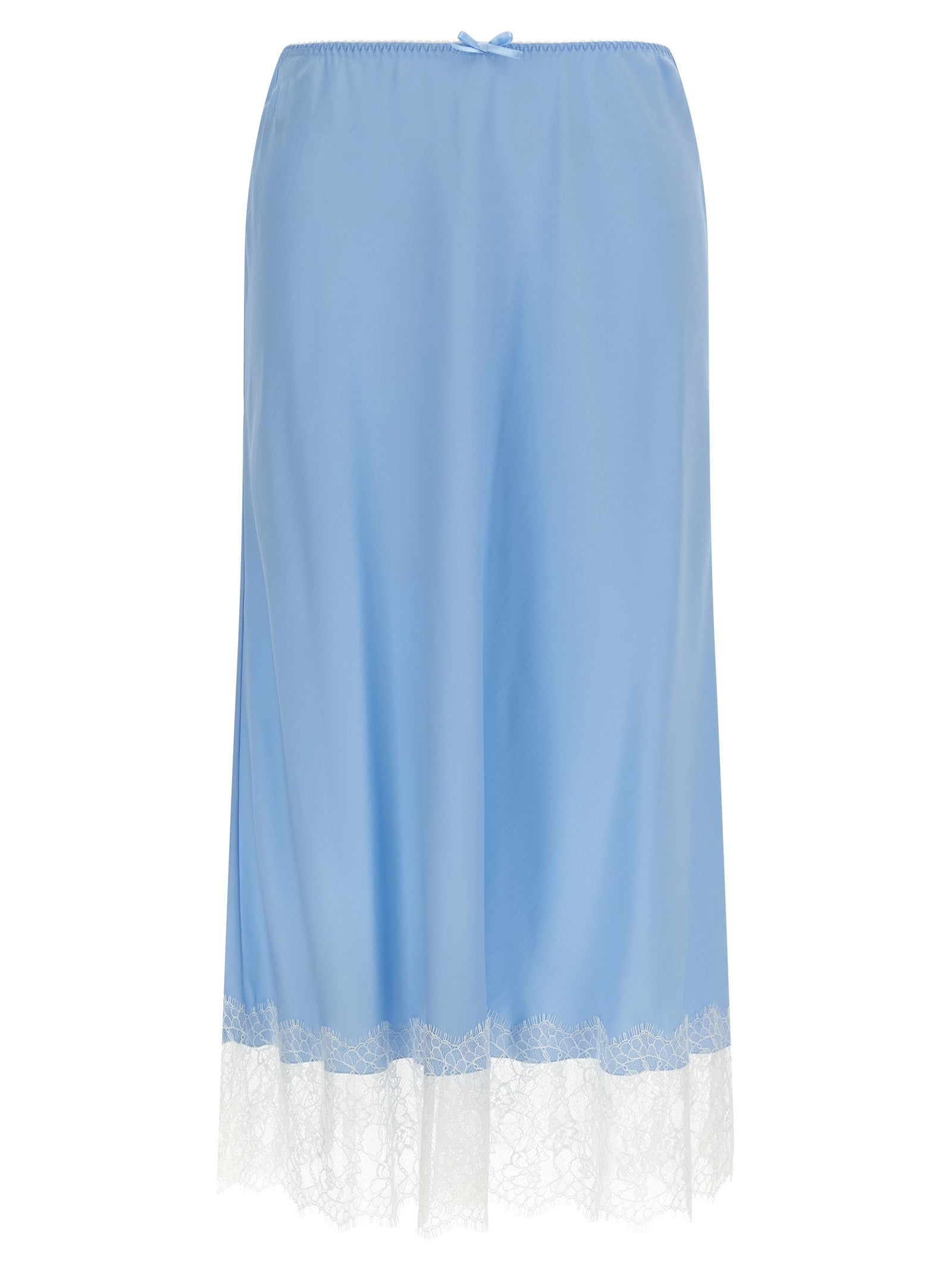 Elevate your elegance with the Moschino Blue Acetate Midi Skirt, a luxurious blend of silk and acetate, designed for timeless sophistication and modern allure.