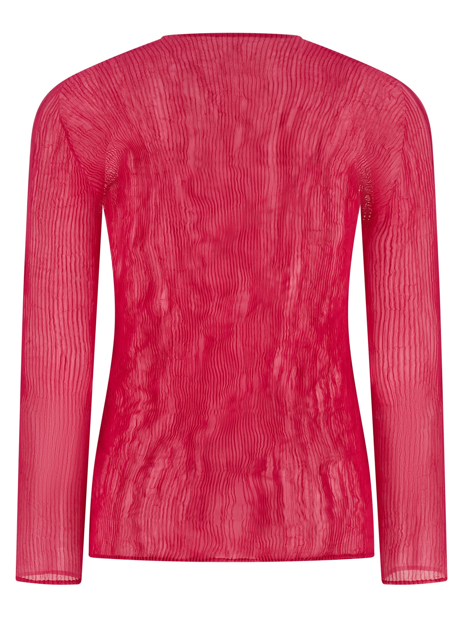 Elevate your style with the Issey Miyake Fuchsia Polyester Shirt, a masterpiece of sustainable luxury and avant-garde design, crafted from 100% recycled materials for the discerning individual.