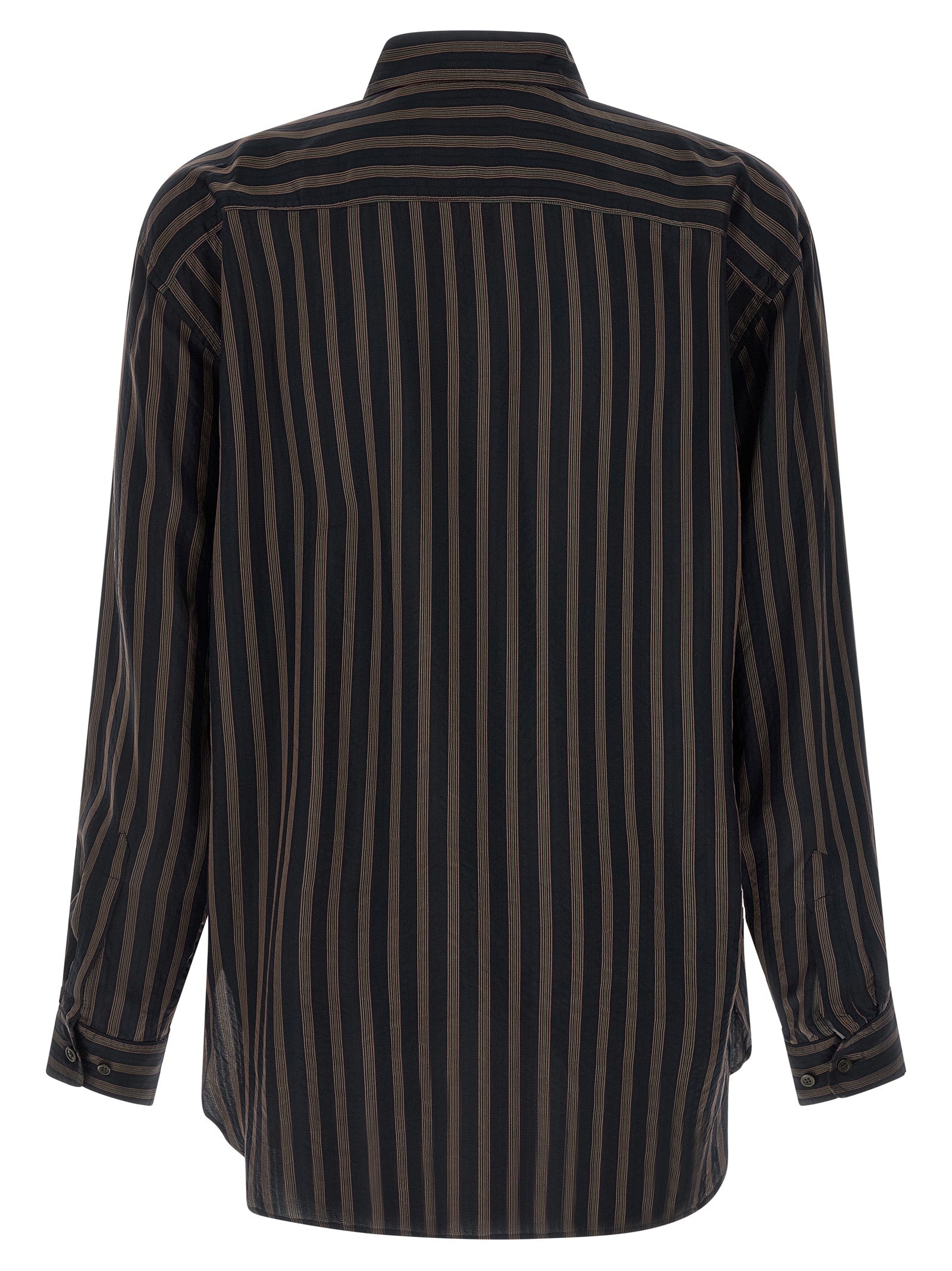 Experience the allure of the Dries Van Noten Black Copper Blouse, a masterpiece in luxurious cupro, designed for effortless elegance and timeless sophistication.