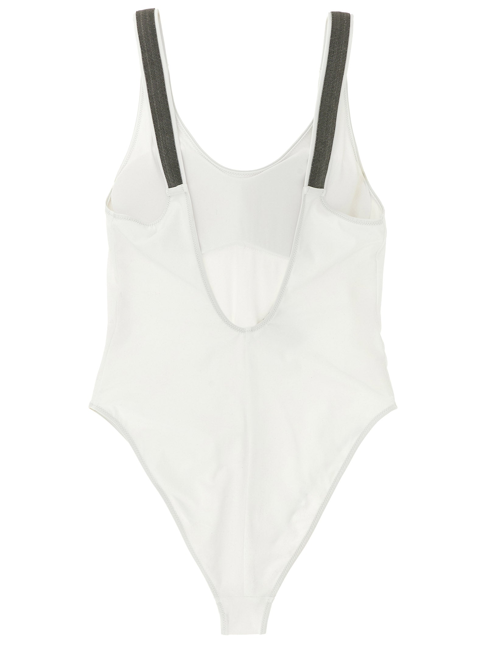 Elevate your swimwear collection with the Brunello Cucinelli White Polyamide One-Piece Swimsuit, crafted from luxurious materials for a flattering silhouette that embodies sophistication and allure.
