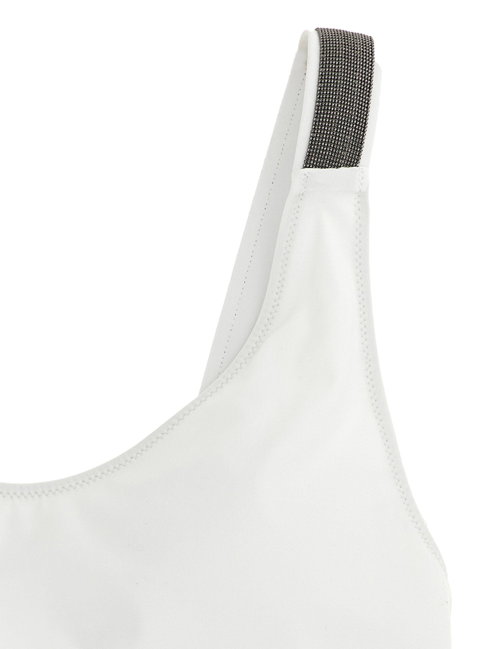 Experience the allure of the Brunello Cucinelli White Polyamide One-Piece Swimsuit, a luxurious blend of elegance and comfort, perfect for sun-soaked sophistication.