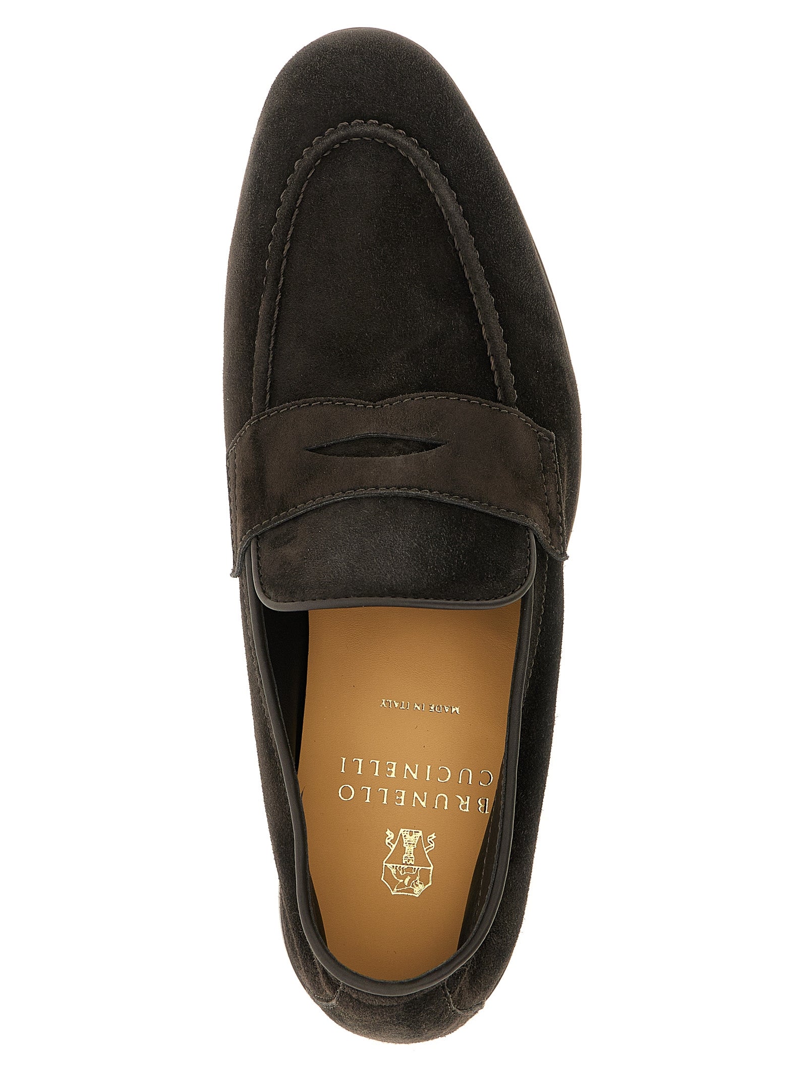 Brunello Cucinelli Brown Calfskin Slip-On Loafers, Artisanal Elegance