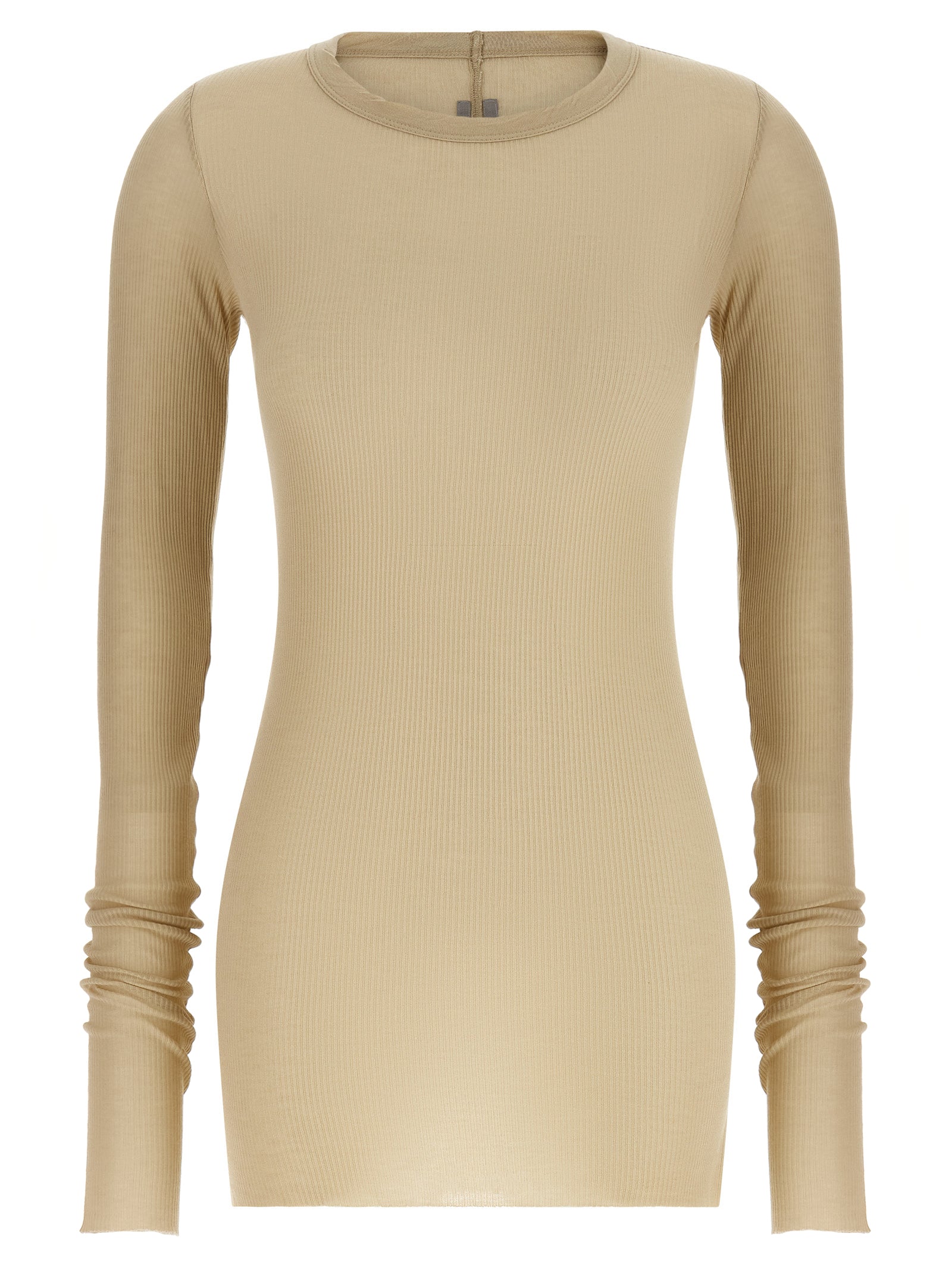 Rick Owens Beige Viscose Long Sleeve T-Shirt - Artisanal Luxury