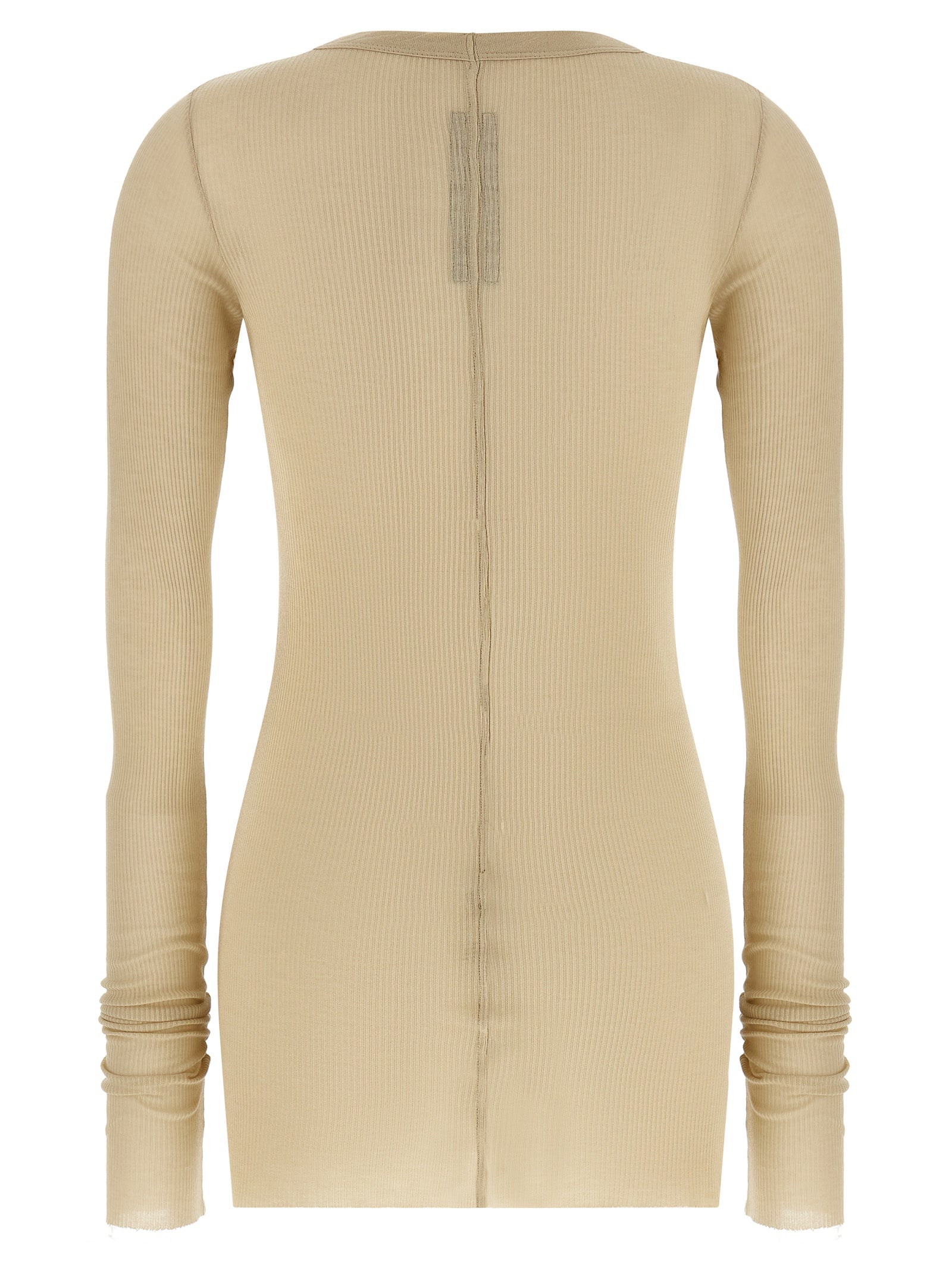 Rick Owens Beige Viscose Long Sleeve T-Shirt - Artisanal Luxury