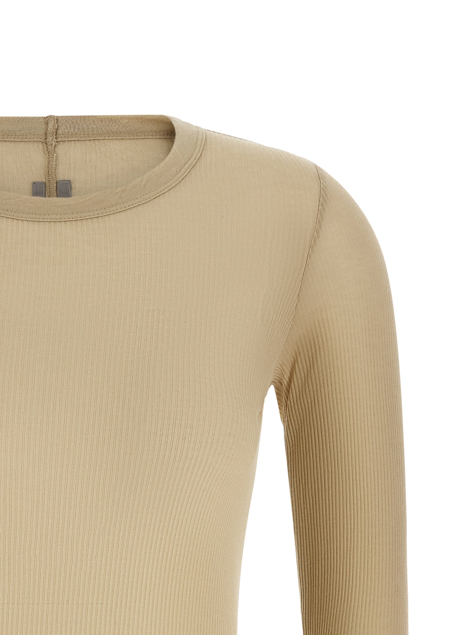 Rick Owens Beige Viscose Long Sleeve T-Shirt - Artisanal Luxury