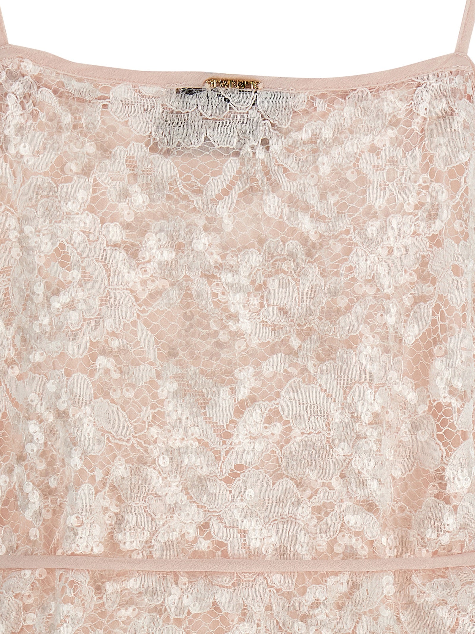 Elevate your elegance with the Twinset Multicolor Polyester Midi Dress, featuring exquisite lace and sequins, a celebration of luxury and individuality for every occasion.