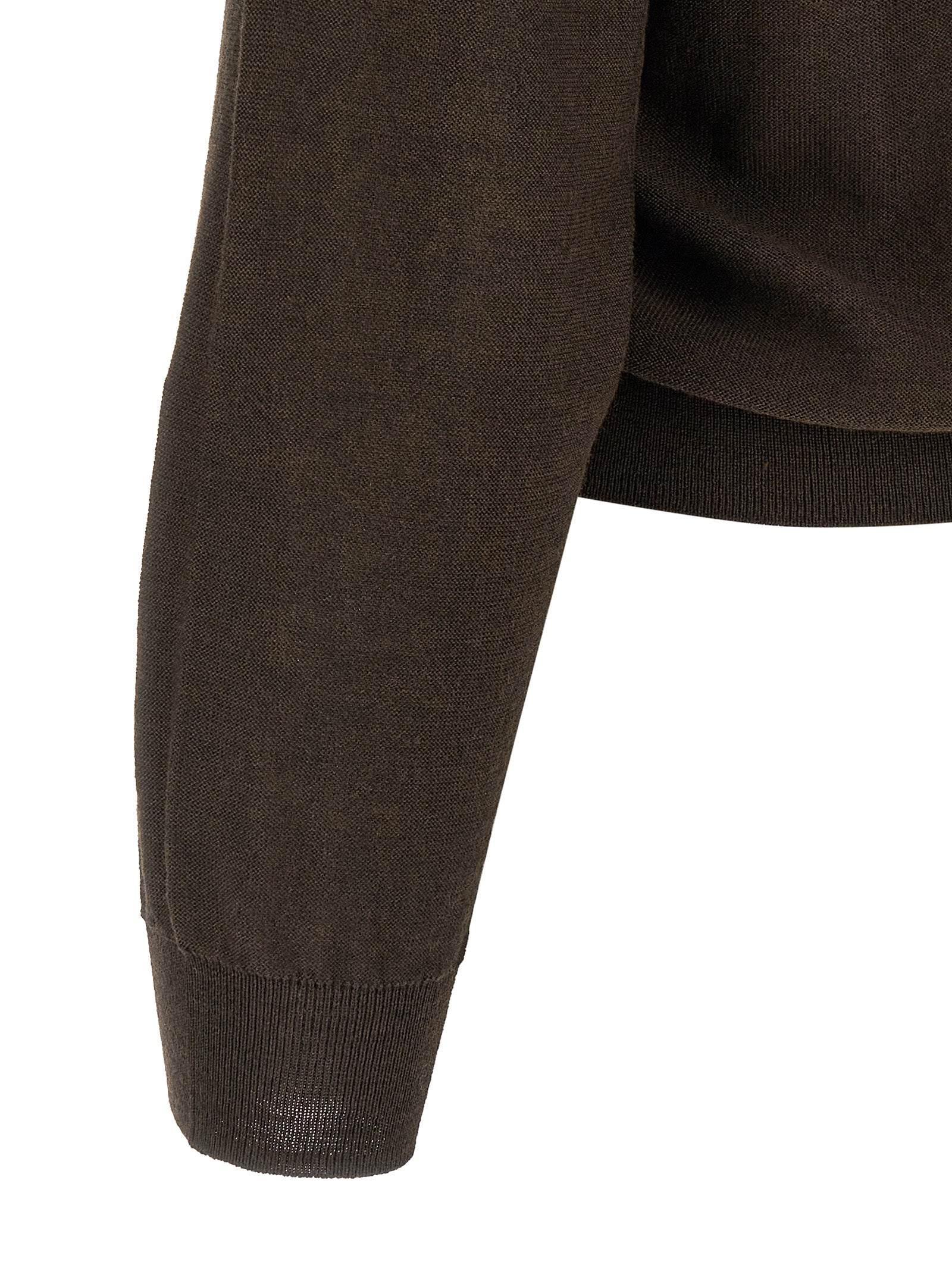 Elevate your wardrobe with the Lemaire Brown Marabou Cardigan, a luxurious blend of wool and acrylic, embodying avant-garde elegance for the discerning individual.