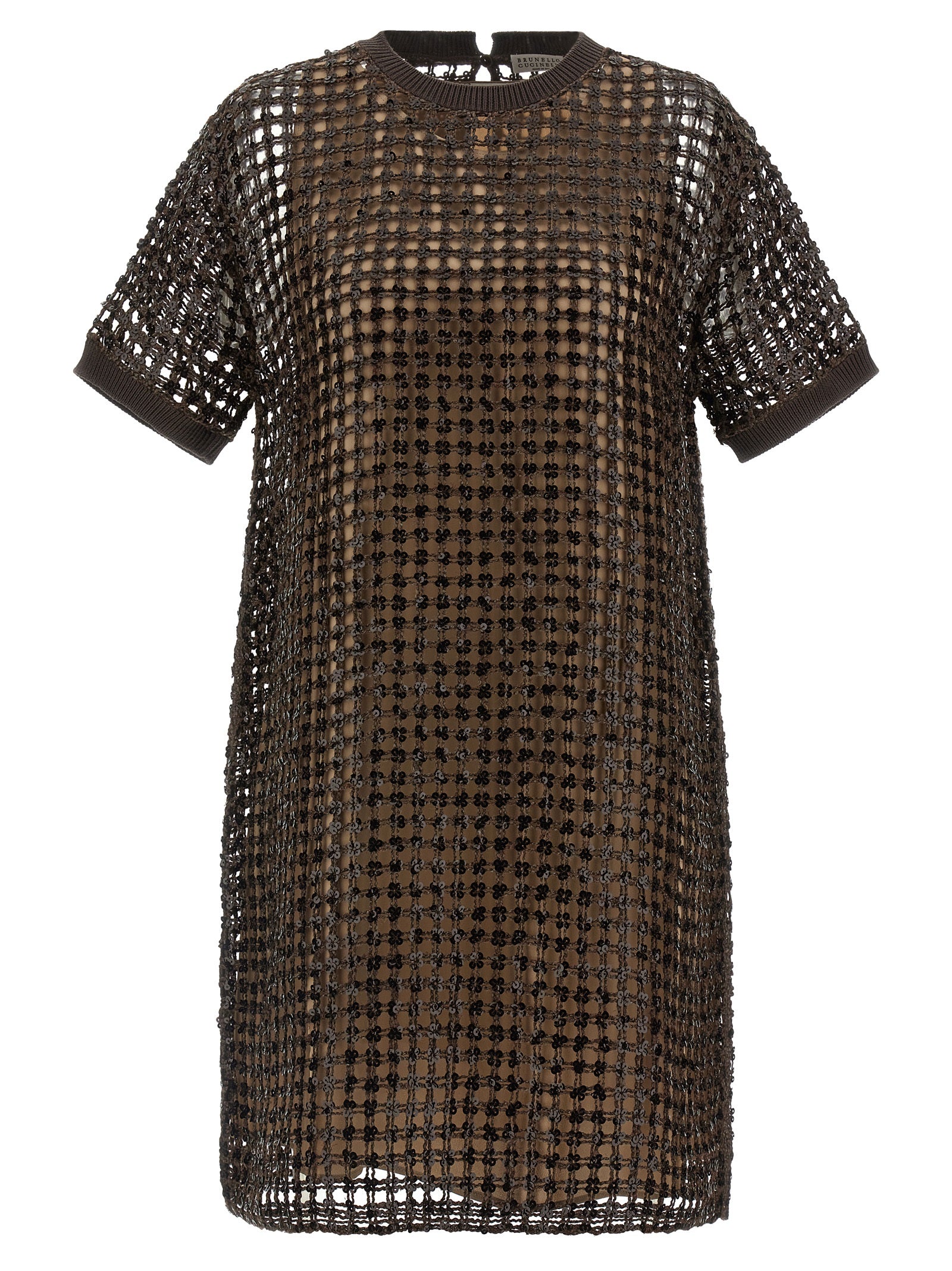 Brunello Cucinelli Brown Silk Short Dress, Artisanal Elegance