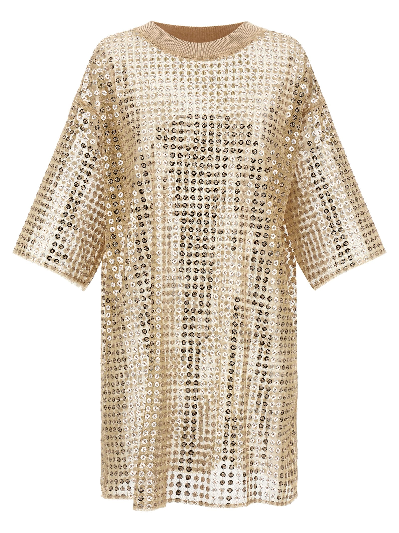 Experience the allure of the Fabiana Filippi Beige Polyester Short Dress, where artisanal craftsmanship meets luxurious elegance, perfect for unforgettable soirées.