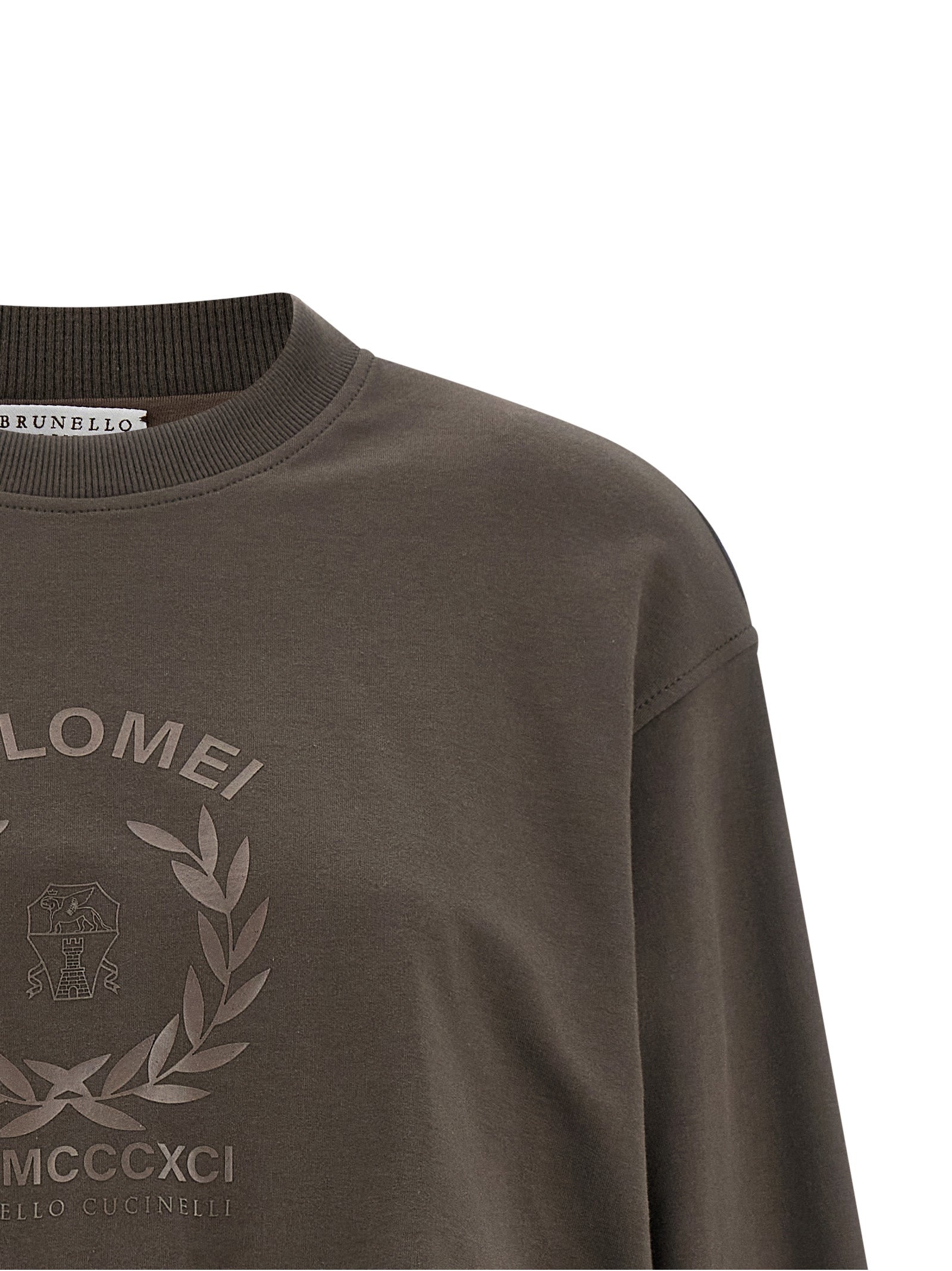 Brunello Cucinelli Brown Cotton Sweatshirt - Artisanal Luxury