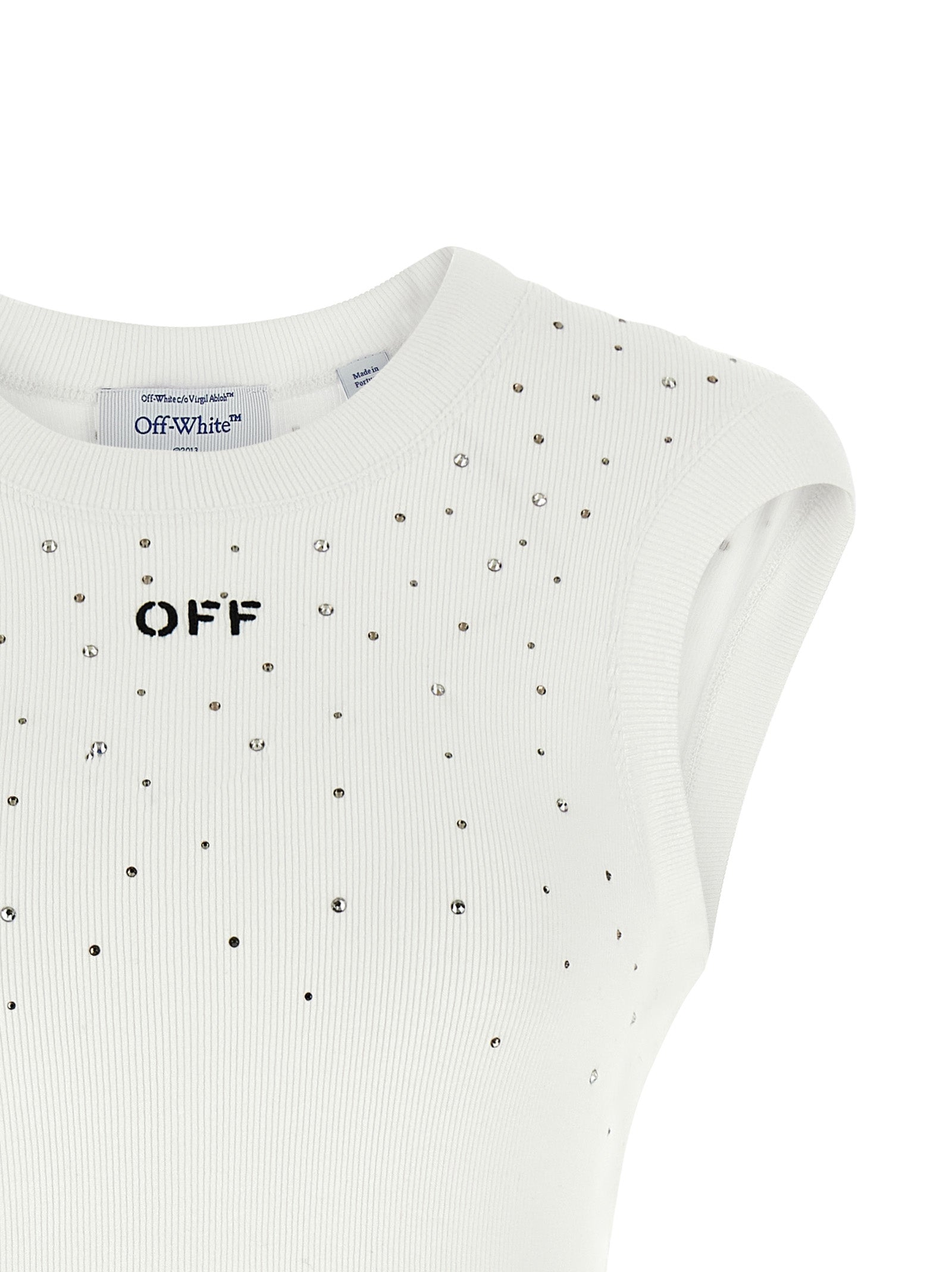 Off-White Sleeveless T-Shirt, Artisanal Elegance in Viscose