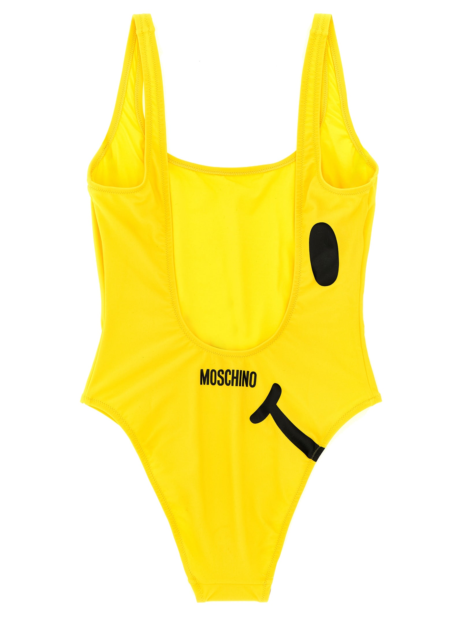 Discover the Moschino Bicolor Polyamide One-Piece Swimsuit, an exclusive Resort Collection piece, crafted from luxurious Lycra, embodying elegance and playful sophistication.