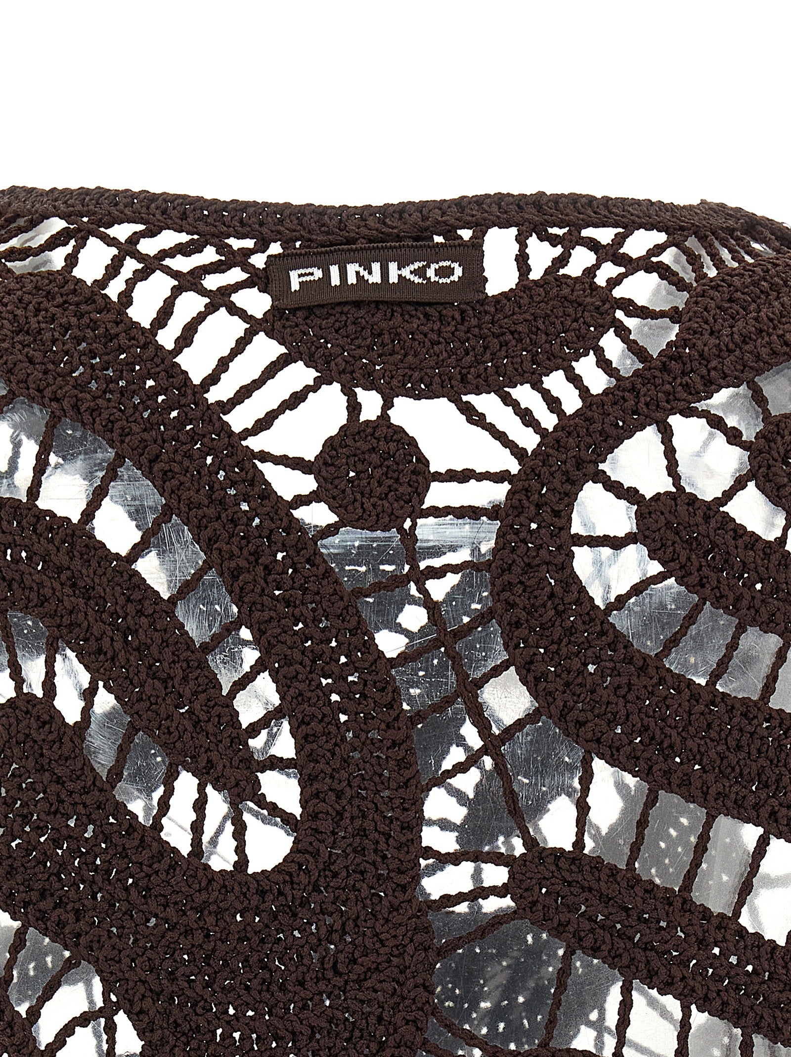 Elevate your wardrobe with the PINKO Brown Viscose Blouse, a masterpiece of artisanal luxury featuring exquisite crochet detailing and a flattering silhouette for timeless elegance.