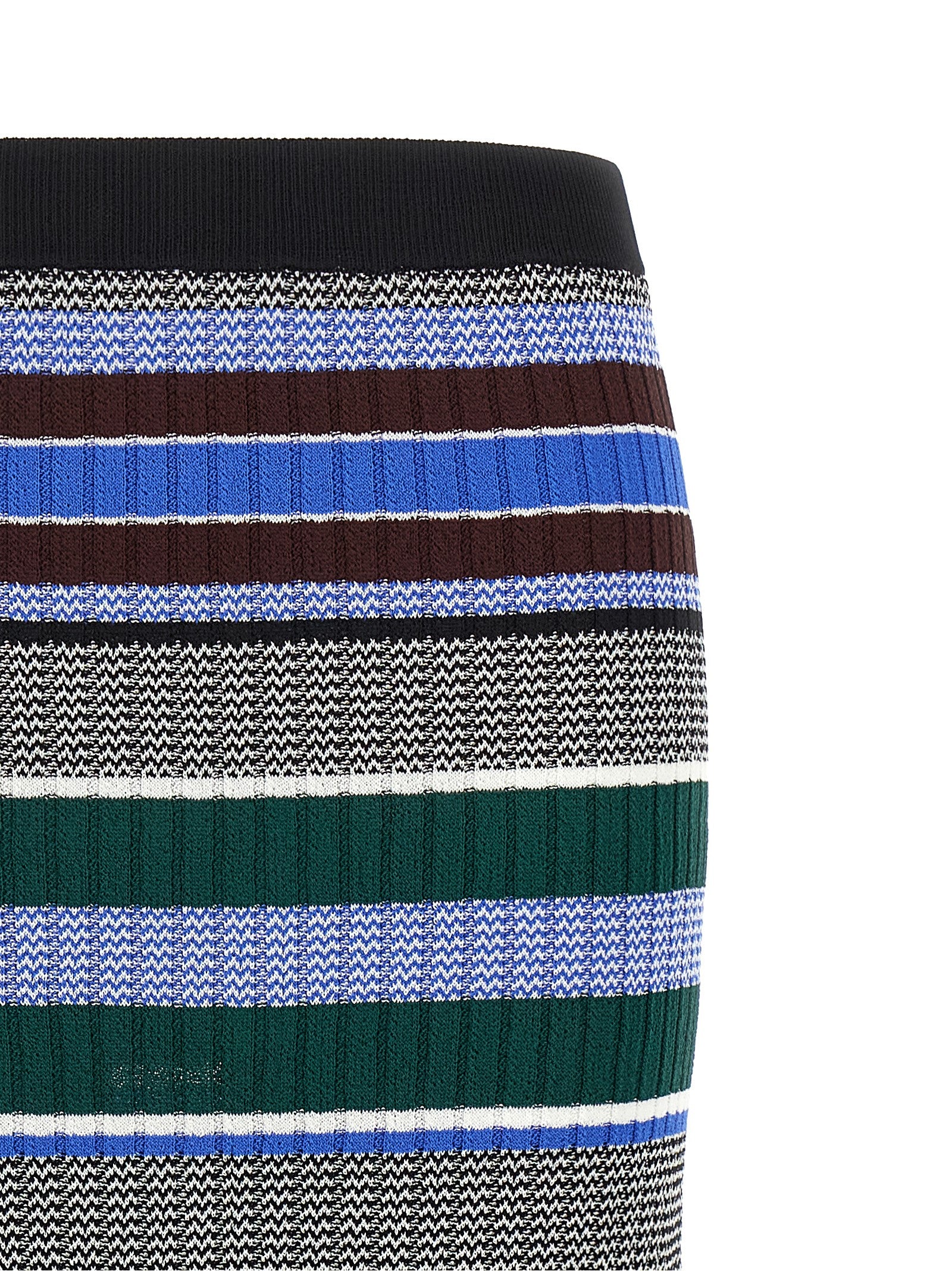 Discover the PINKO Multicolor Viscose Midi Skirt from the Terra collection, a luxurious blend of ribbed stretch knit that embodies modern elegance and sophistication.
