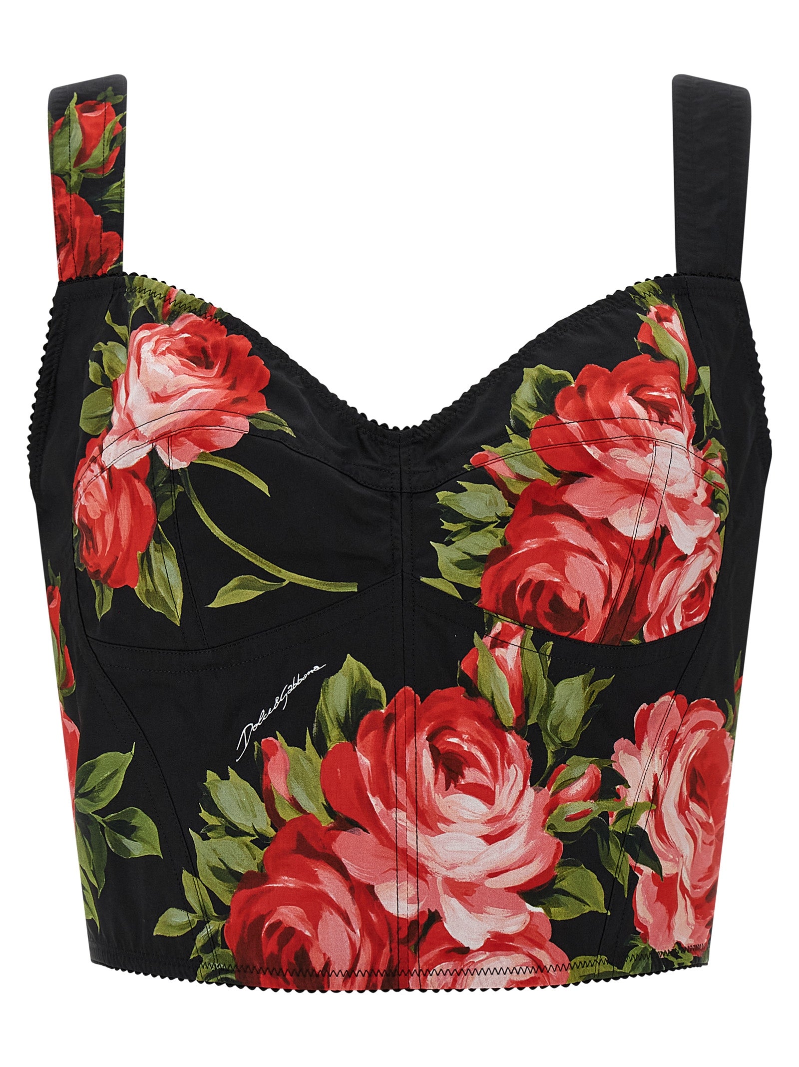 Dolce & Gabbana Black Cotton Bustier Top – Timeless Elegance