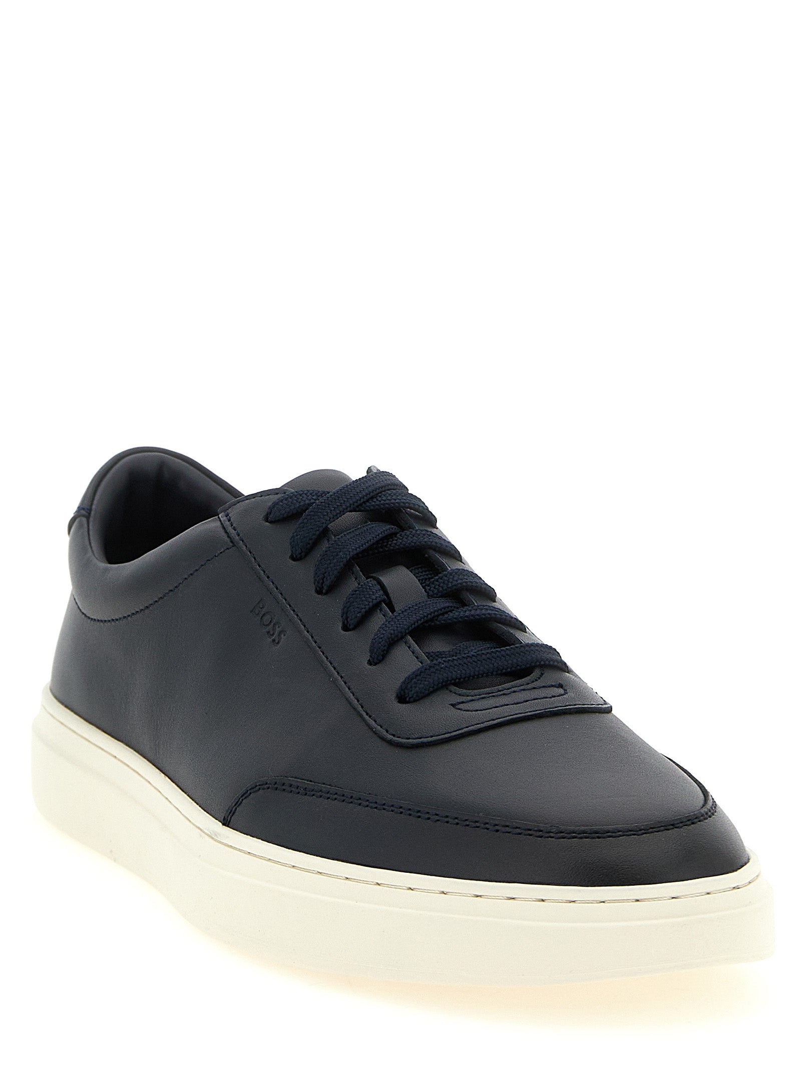 Hugo Boss Blue Cowhide Low Top Sneakers - Designer Luxury Footwear