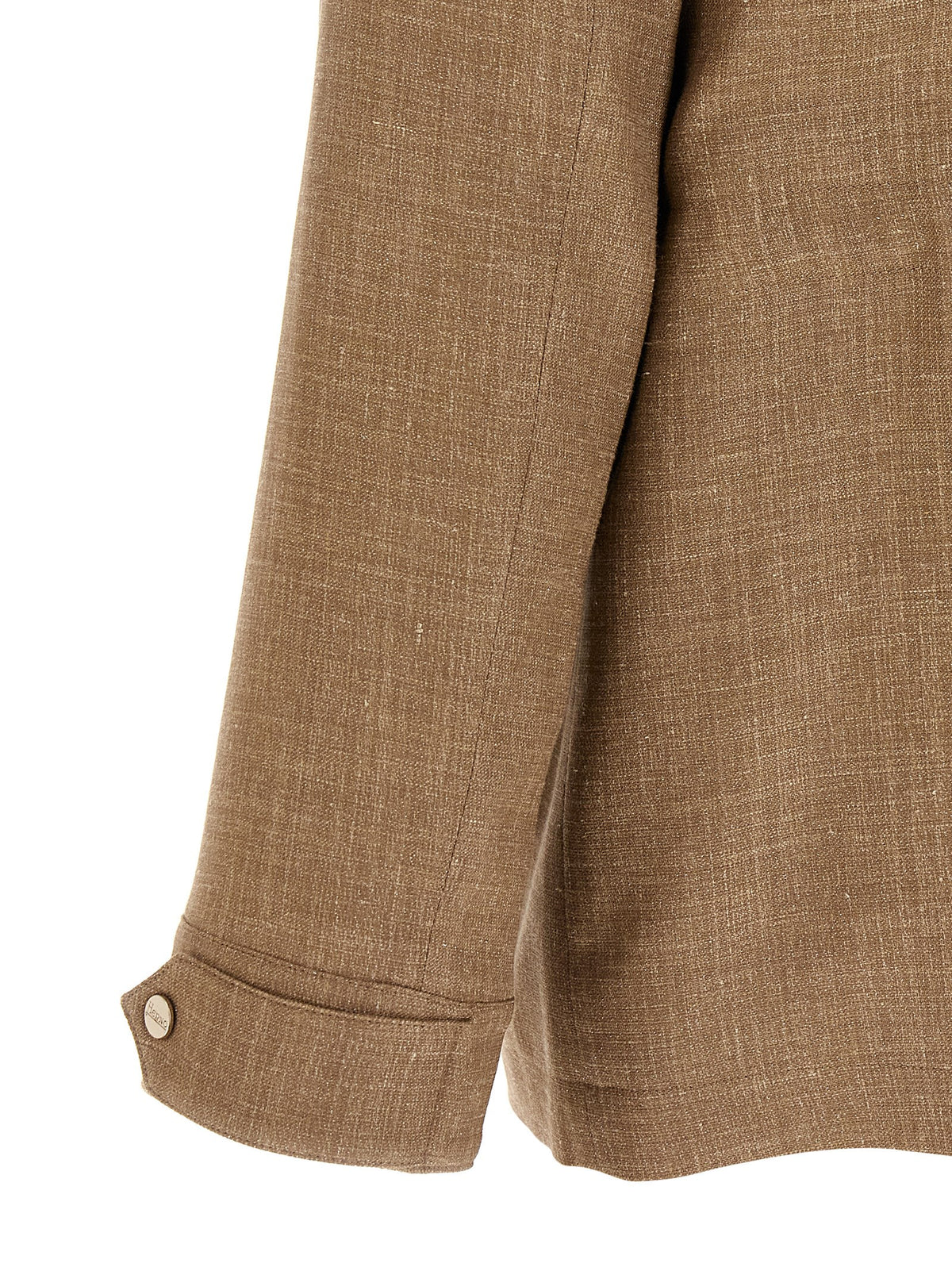 Experience timeless elegance with the Herno Beige Wool Full-Length Jacket, a luxurious blend of wool, silk, and linen, perfect for sophisticated moments.
