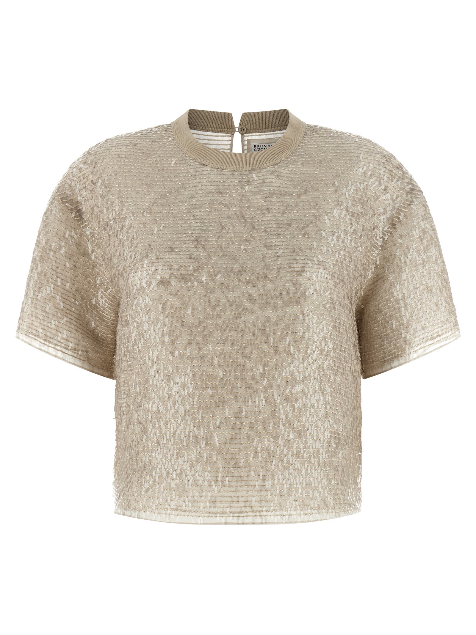 Brunello Cucinelli Beige Silk T-Shirt | Artisanal Luxury Wear