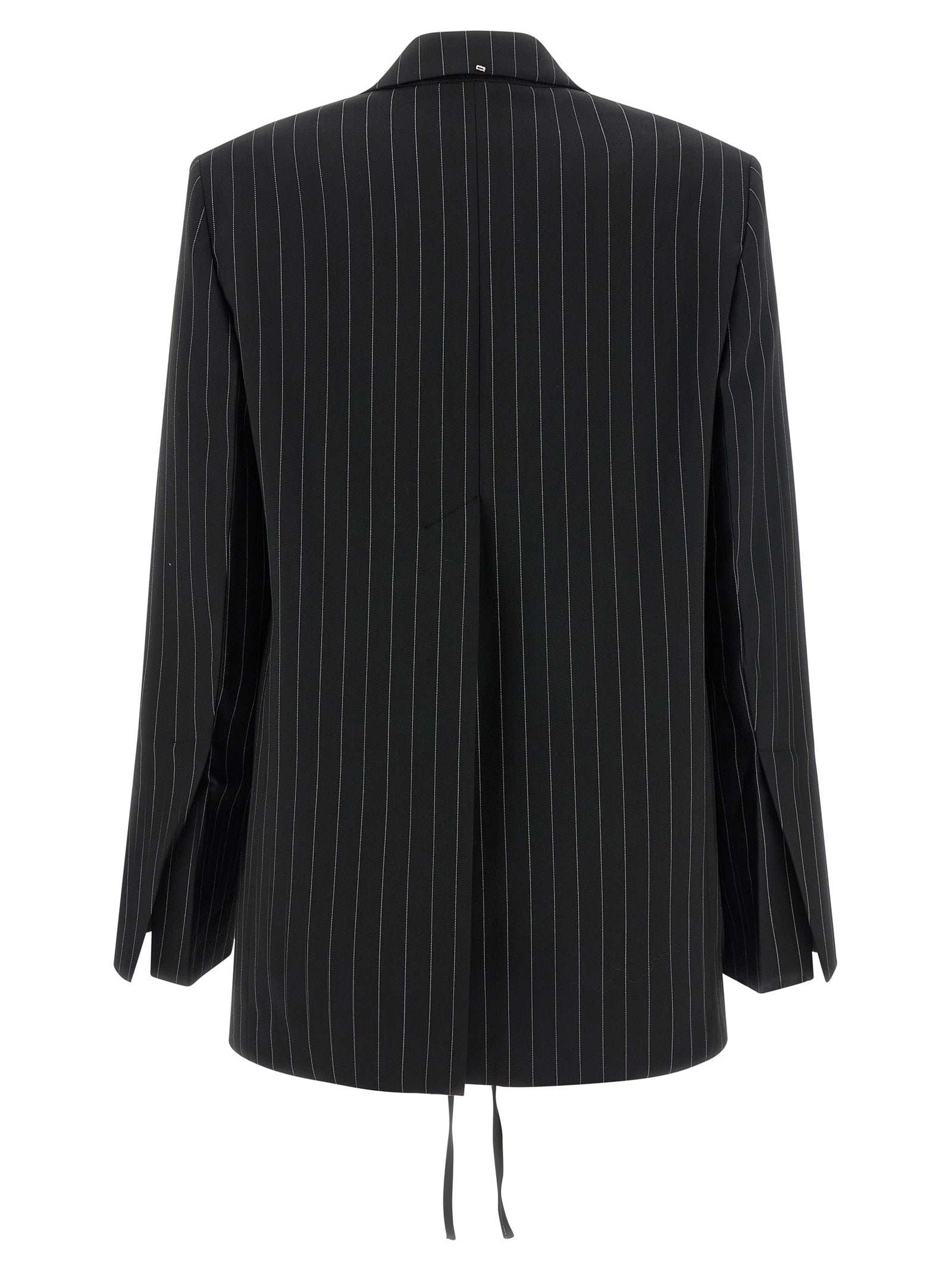 Discover the SPORTMAX Black Wool Blazer, a masterpiece of artisanal tailoring in luxurious stretch wool, redefining elegance for the discerning individual.