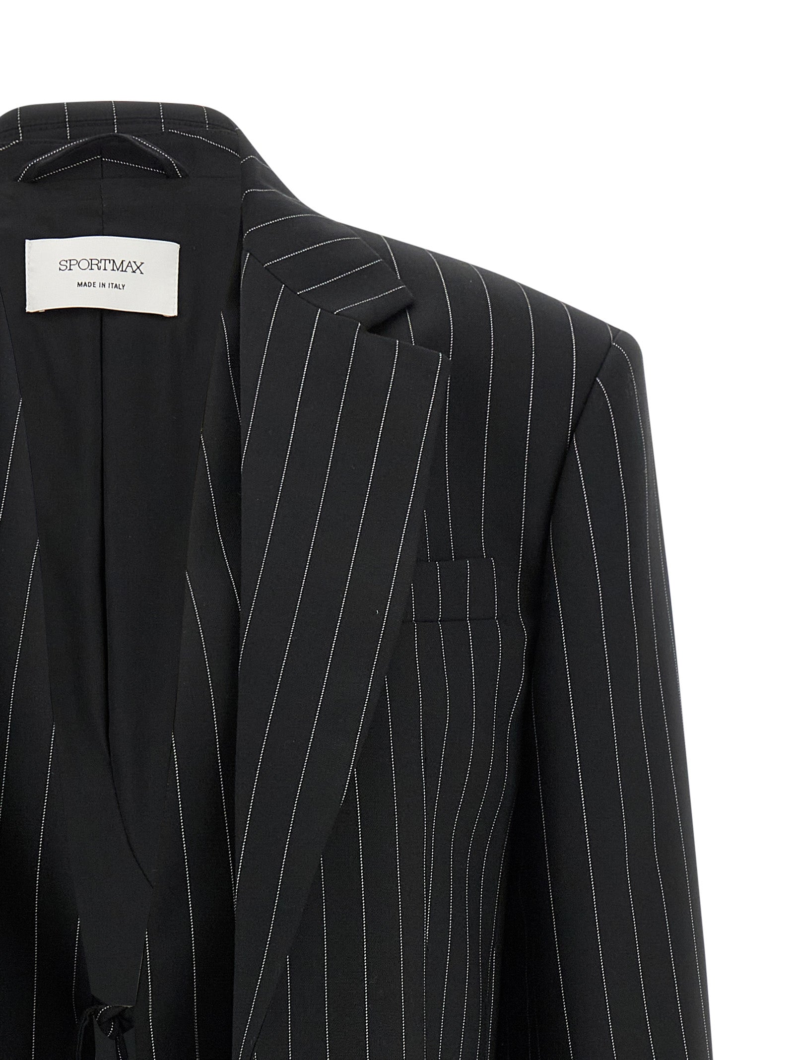 Elevate your wardrobe with the Sportmax Black Wool Blazer, a masterpiece of artisanal tailoring and luxurious fabric, perfect for those who embody elegance and sophistication.