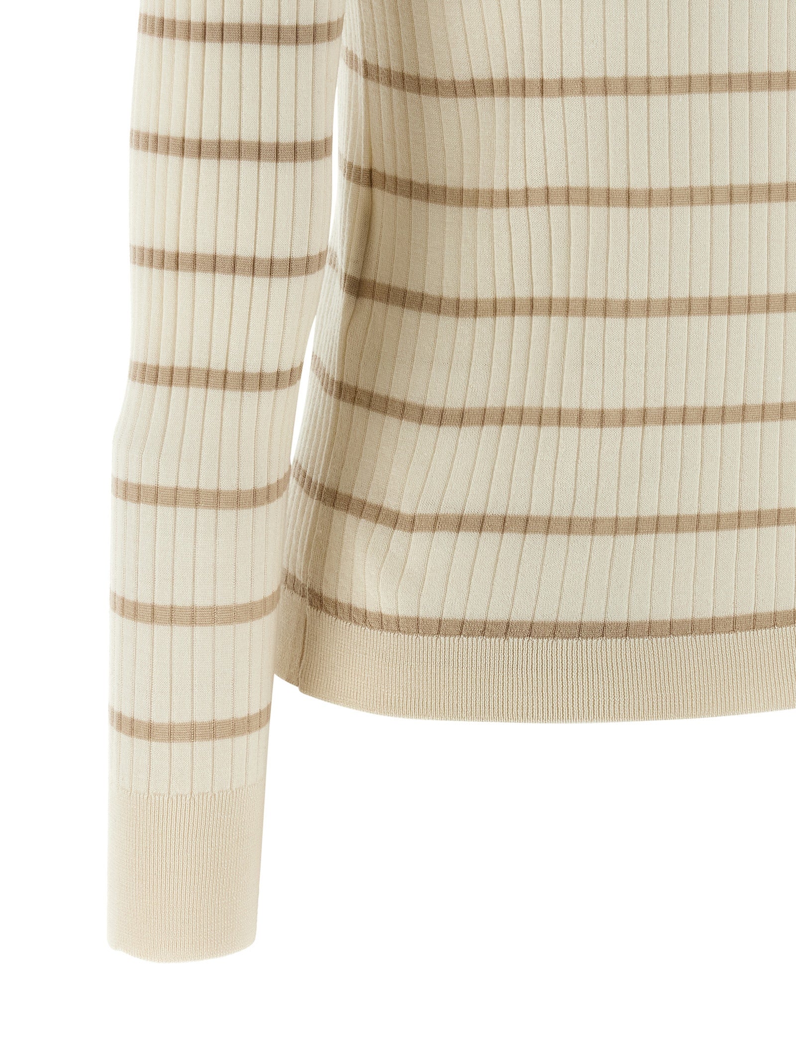 Indulge in the exquisite Max Mara Beige Cashmere Polo Shirt, a luxurious blend of cashmere and silk, epitomizing timeless elegance and refined craftsmanship.