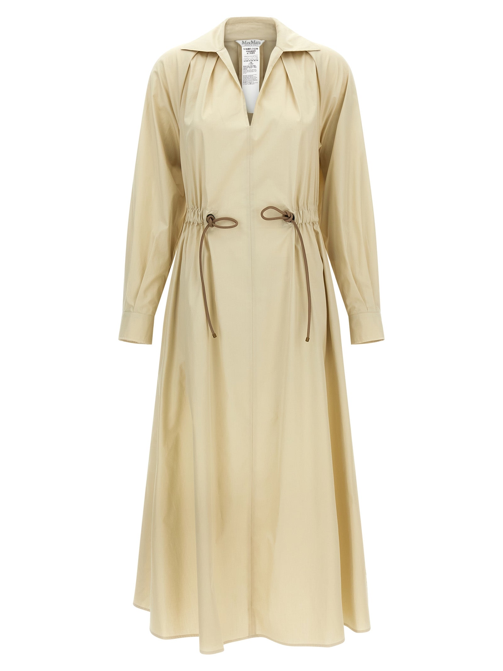 Discover the Max Mara Beige Cotton Long Dress, a masterpiece of Italian craftsmanship that embodies luxurious elegance and timeless sophistication for any occasion.