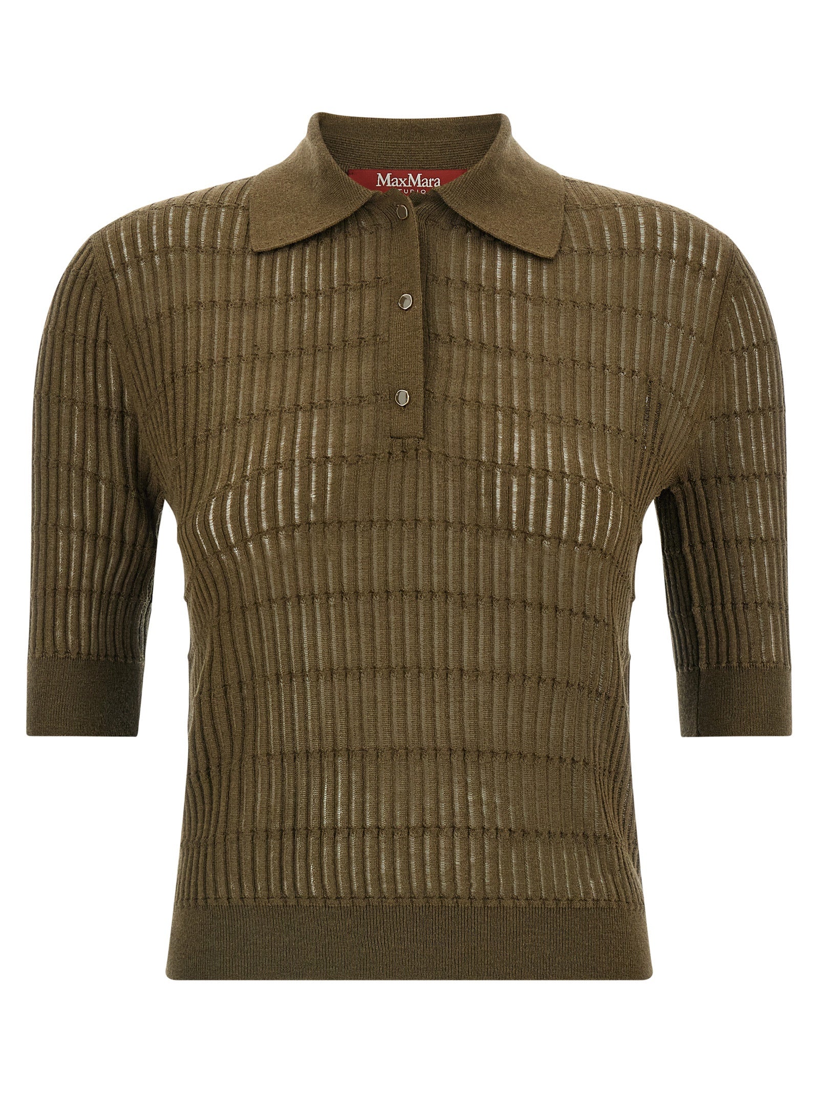 Elevate your wardrobe with the Max Mara Bicolor Silk Polo Shirt, a luxurious blend of silk and wool, embodying timeless elegance and sophisticated craftsmanship.