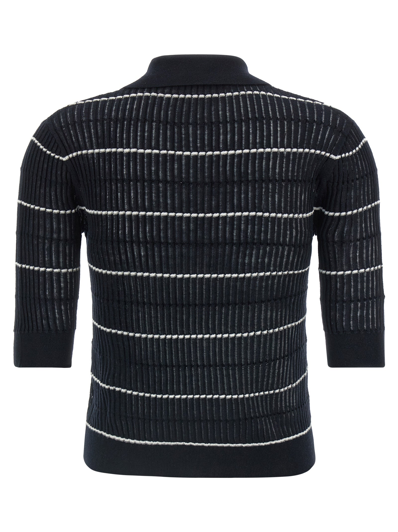 Experience the artistry of the Max Mara Blue Silk Polo Shirt, a luxurious blend of silk and wool, embodying sophistication and elegance for the discerning wardrobe.